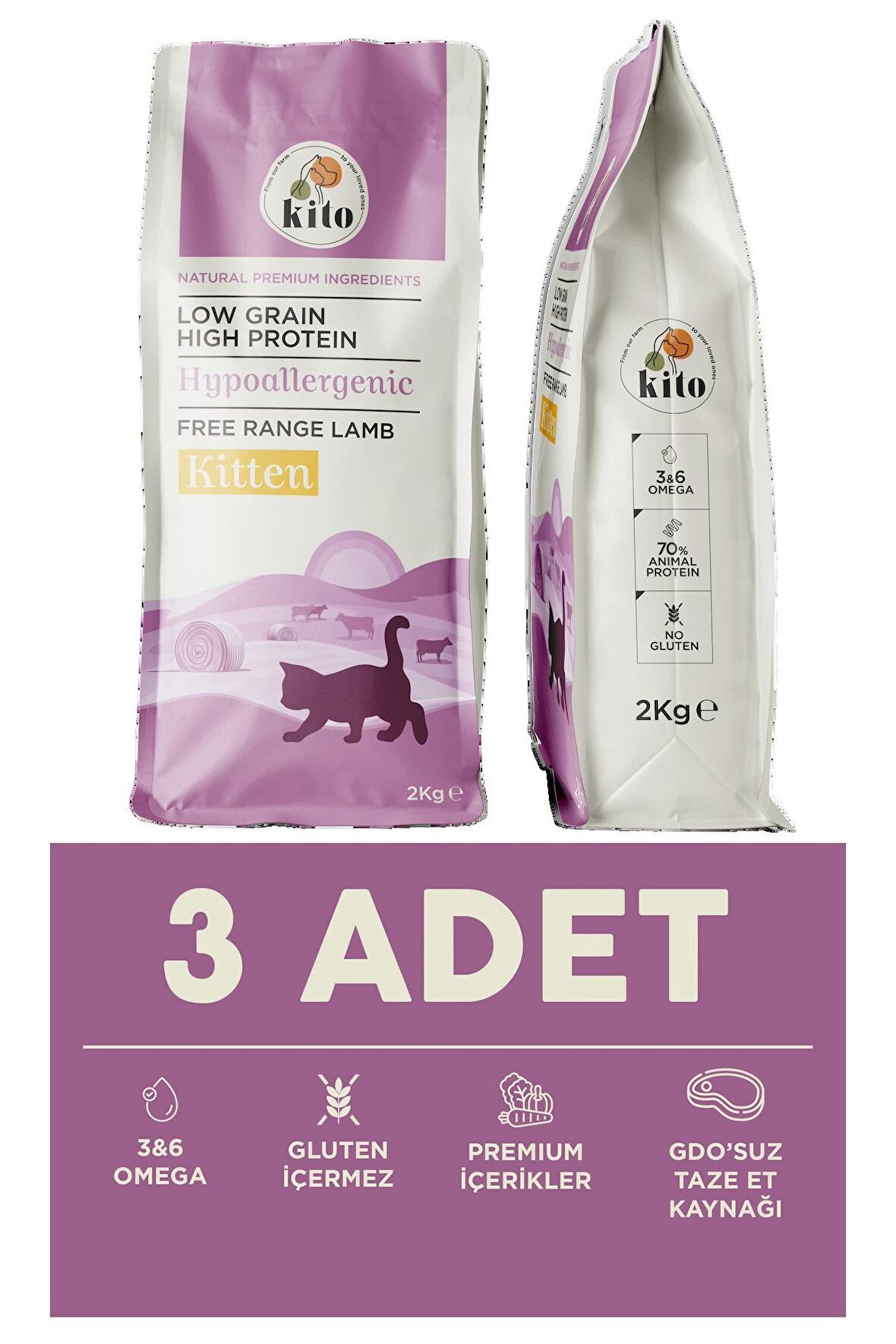 3 adet 2 kg yavru kedi maması