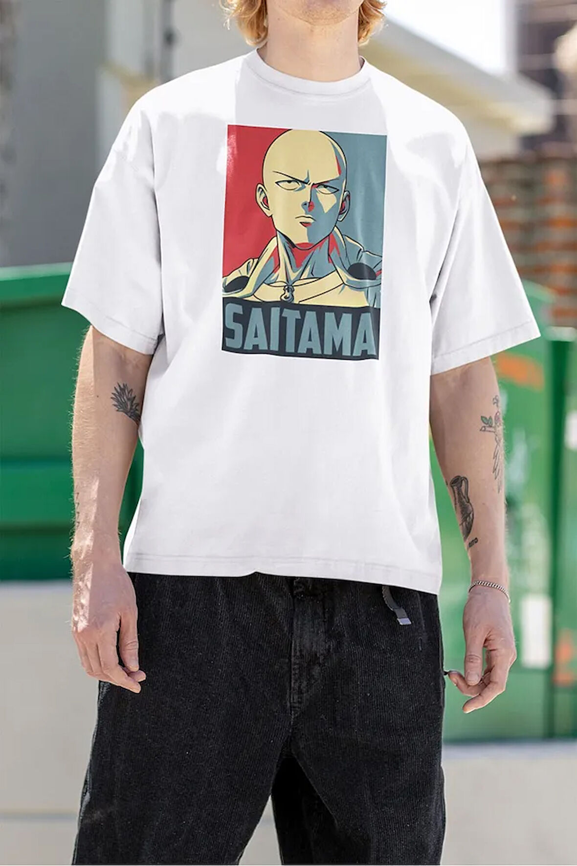 Saitma Anime Karakter Baskılı Unisex Oversize Tişört