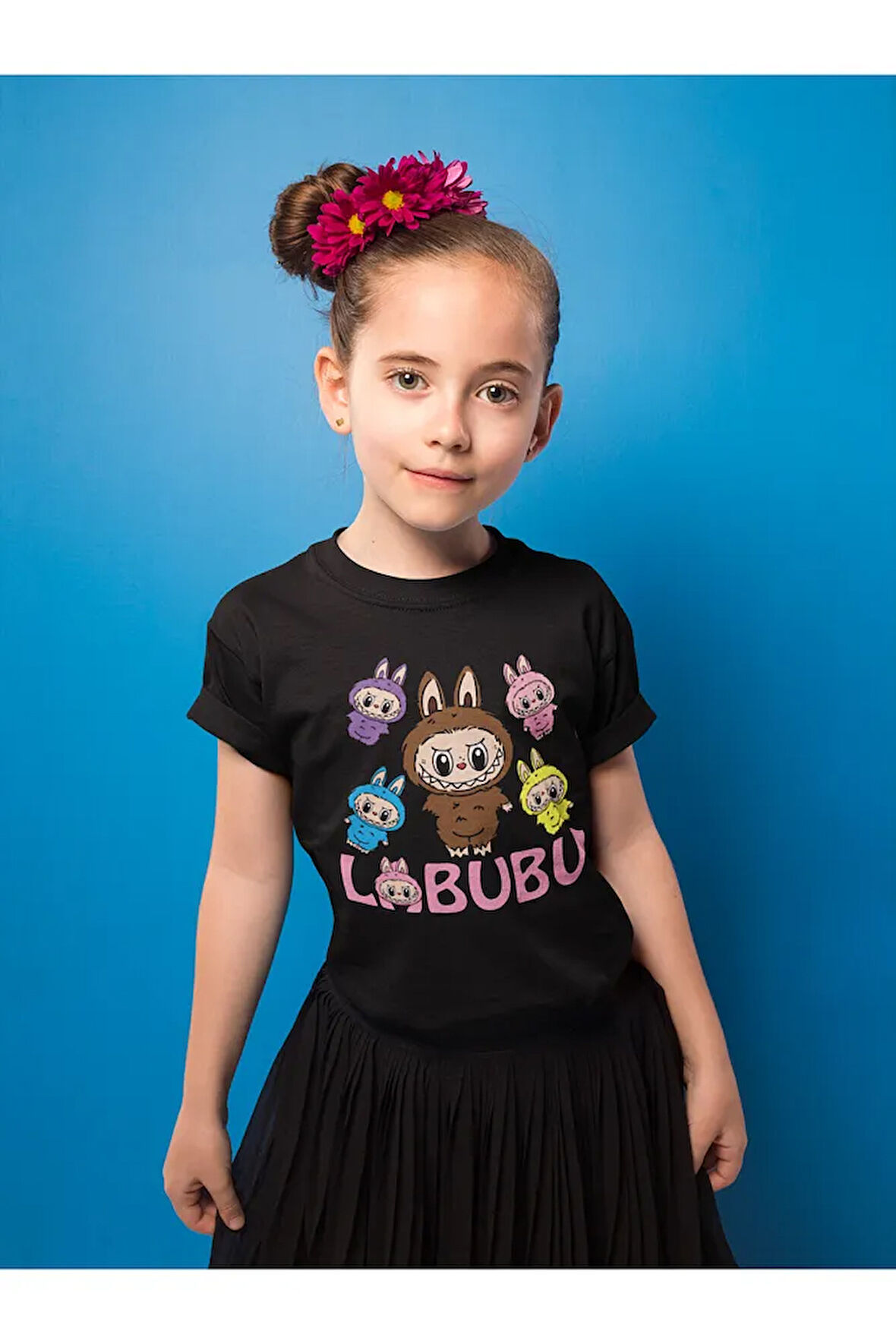 Tasarım Labubu Baskılı Unisex Çizgi Film Çocuk Tişört (1-12 Yaş)