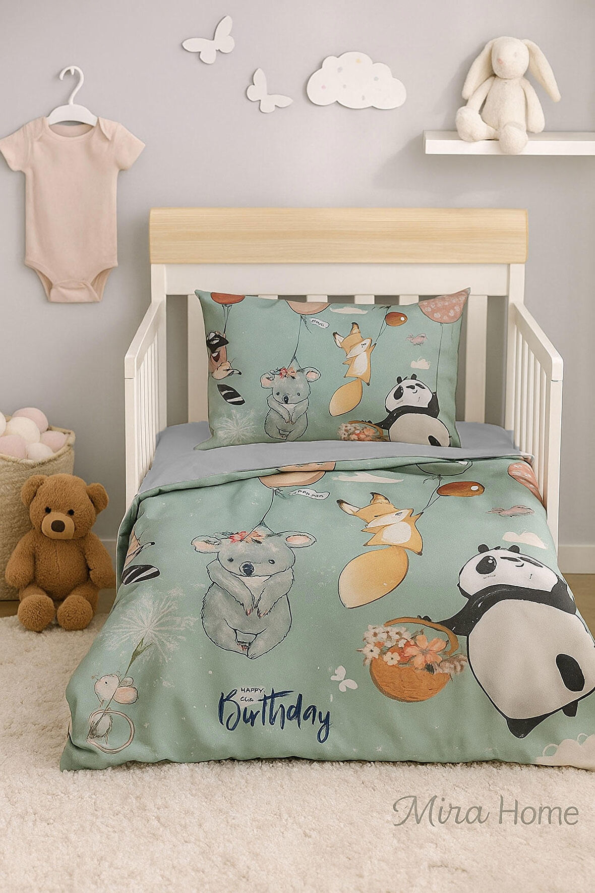 Yenidoğan Kız / Erkek Unisex Bebek Nevresim Takımı 3D Pamuklu Sevimli Hayvanlar