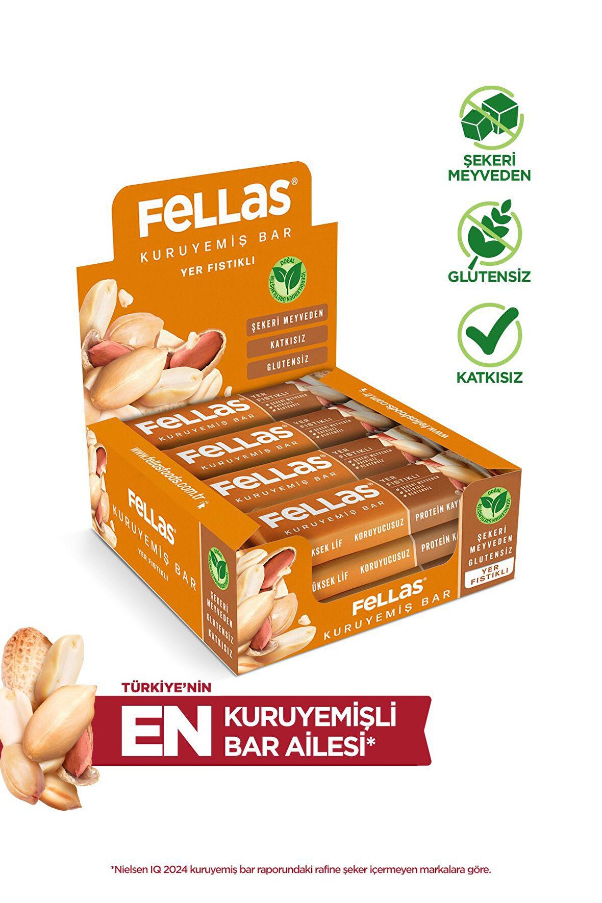 Yer Fıstıklı Kuruyemiş Bar 30g x12 Adet
