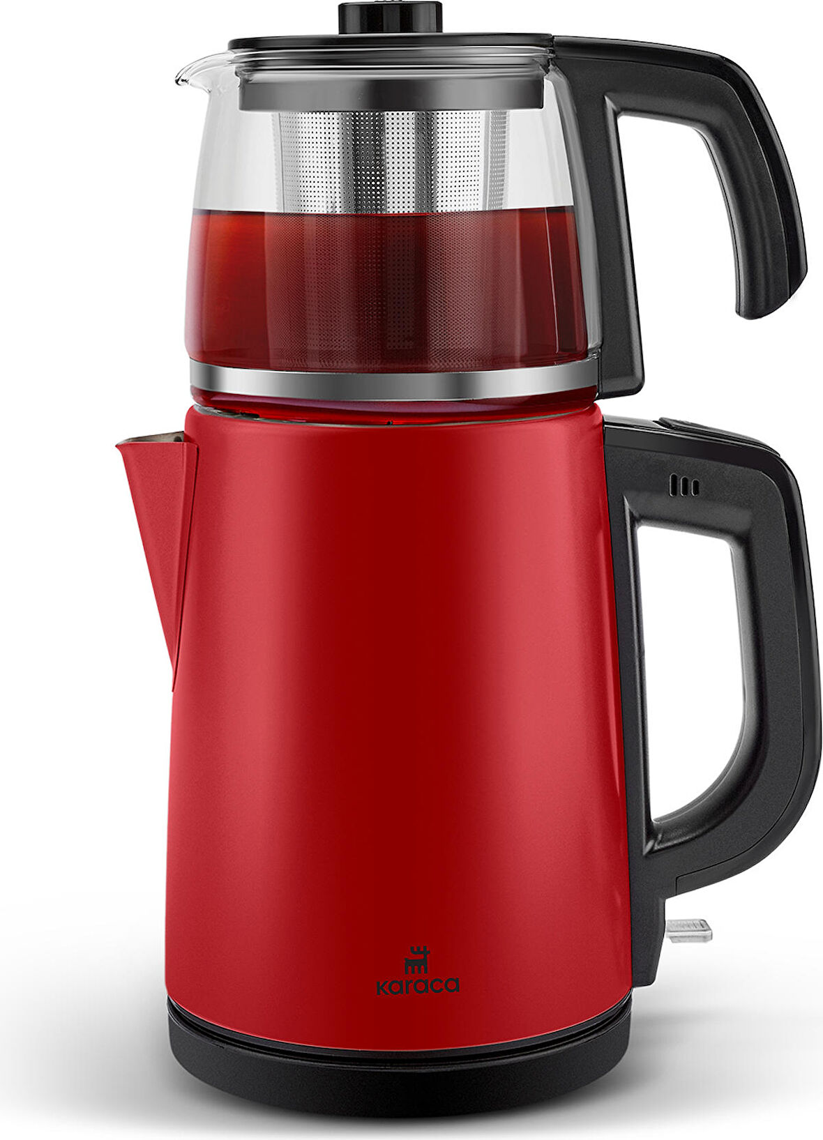 Karaca Tea Glass 2 In 1 Çelik Çay Makinesi Ve Kettle Kırmızı