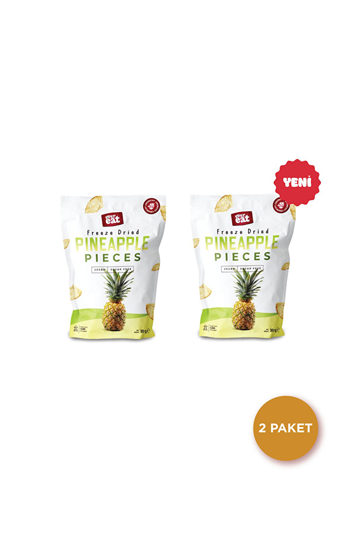 Ananas Kuru Meyve Cipsi 20 G X 2 Adet Dondurularak Kurutulmuş Meyve