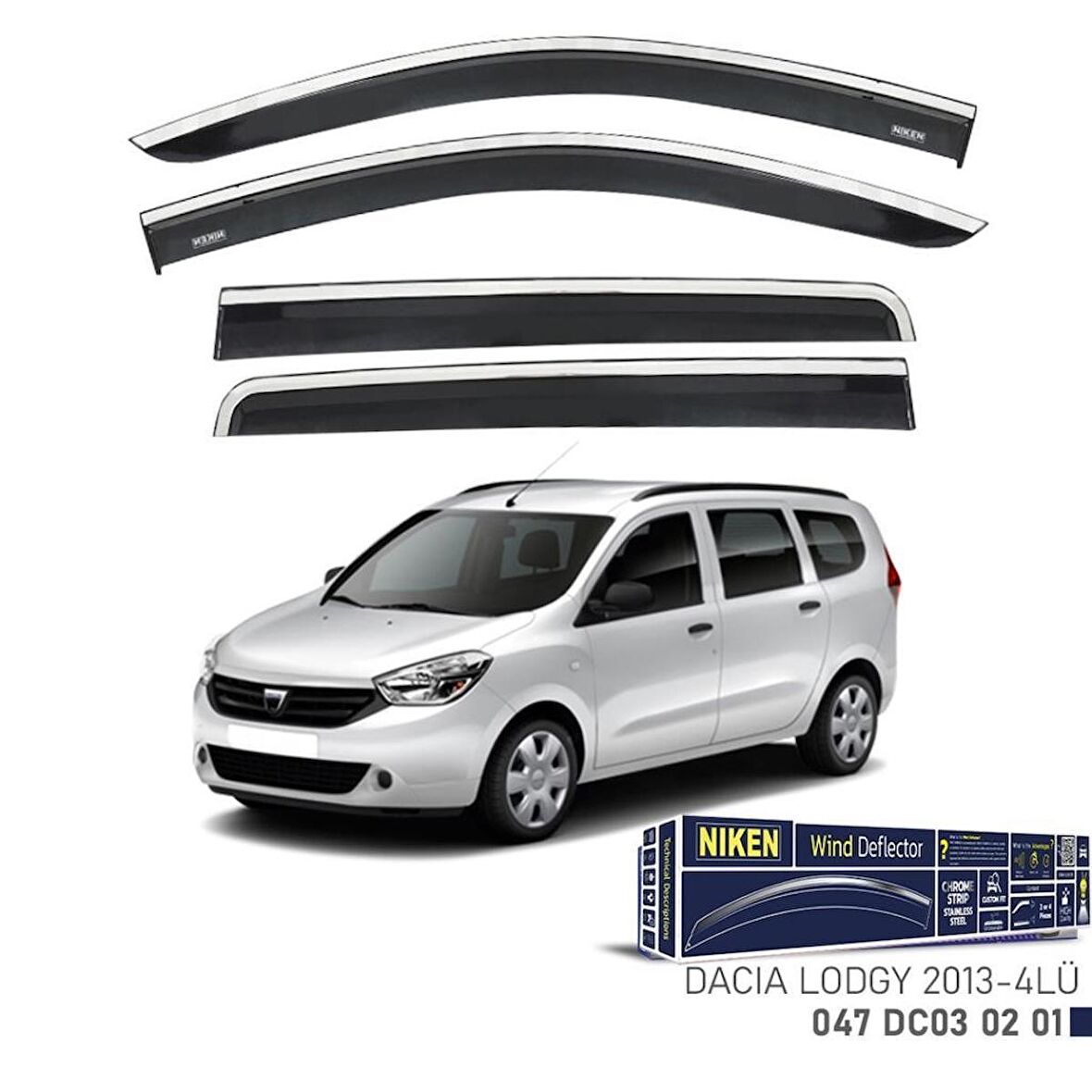 Dacia Lodgy Niken Kromlu Cam Rüzgarlığı 4lü Set 2013 ve Üstü