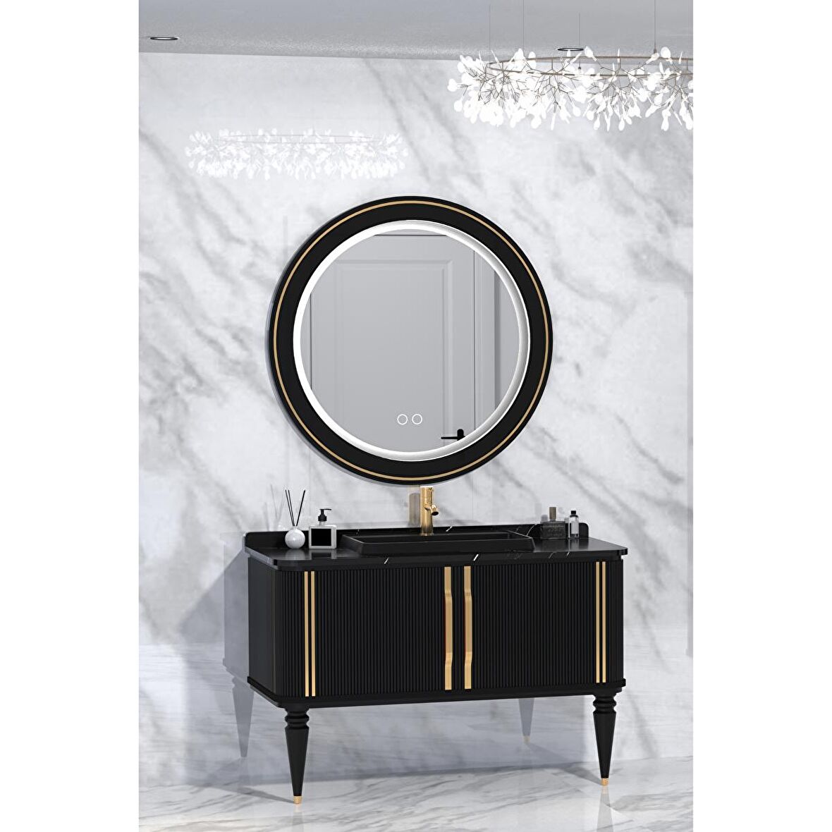 LAURA 120 CM SİYAH LAVABOLU BANYO DOLABI  SİYAH - BOY DOLAP HARİÇ