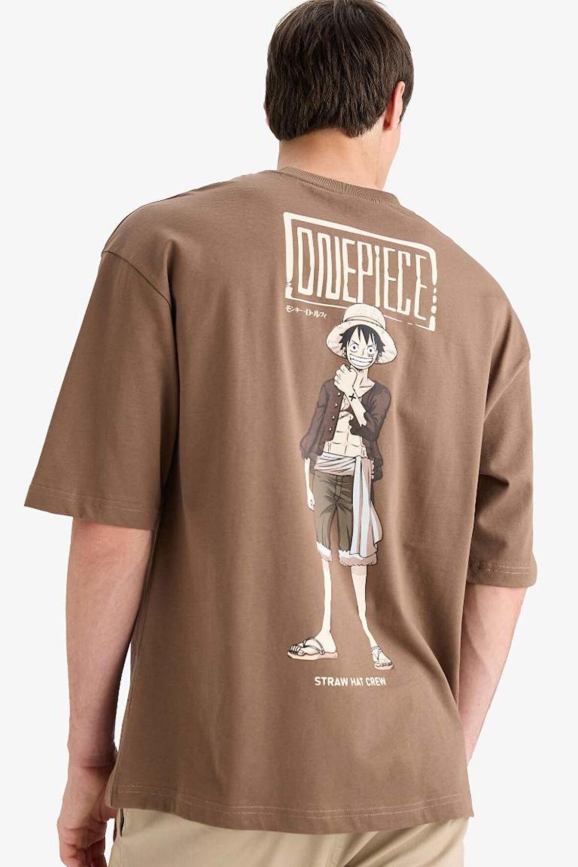 DeFacto %100 Pamuk One Piece Loose Fit Bisiklet Yaka Sırt Baskılı Kısa Kollu Tişört E0713AX25SMBN322