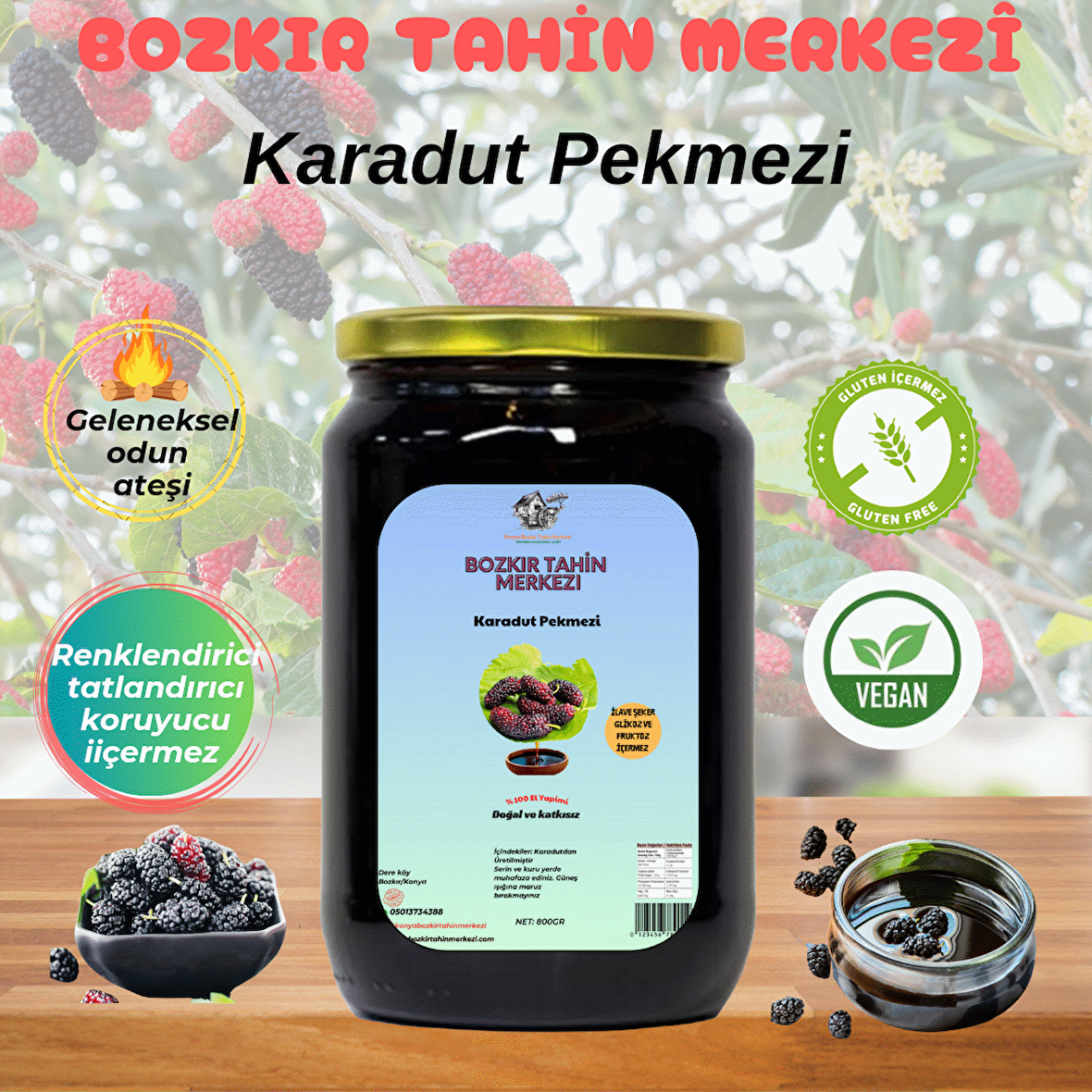 Bozkır Tahin Merkezi Karadut Pekmezi 800 gr (doğal&katkısız)