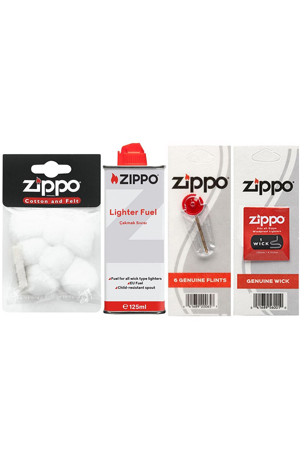 Zippo Çakmak Benzin+Taş+Fitil+Pamuk Keçe Seti