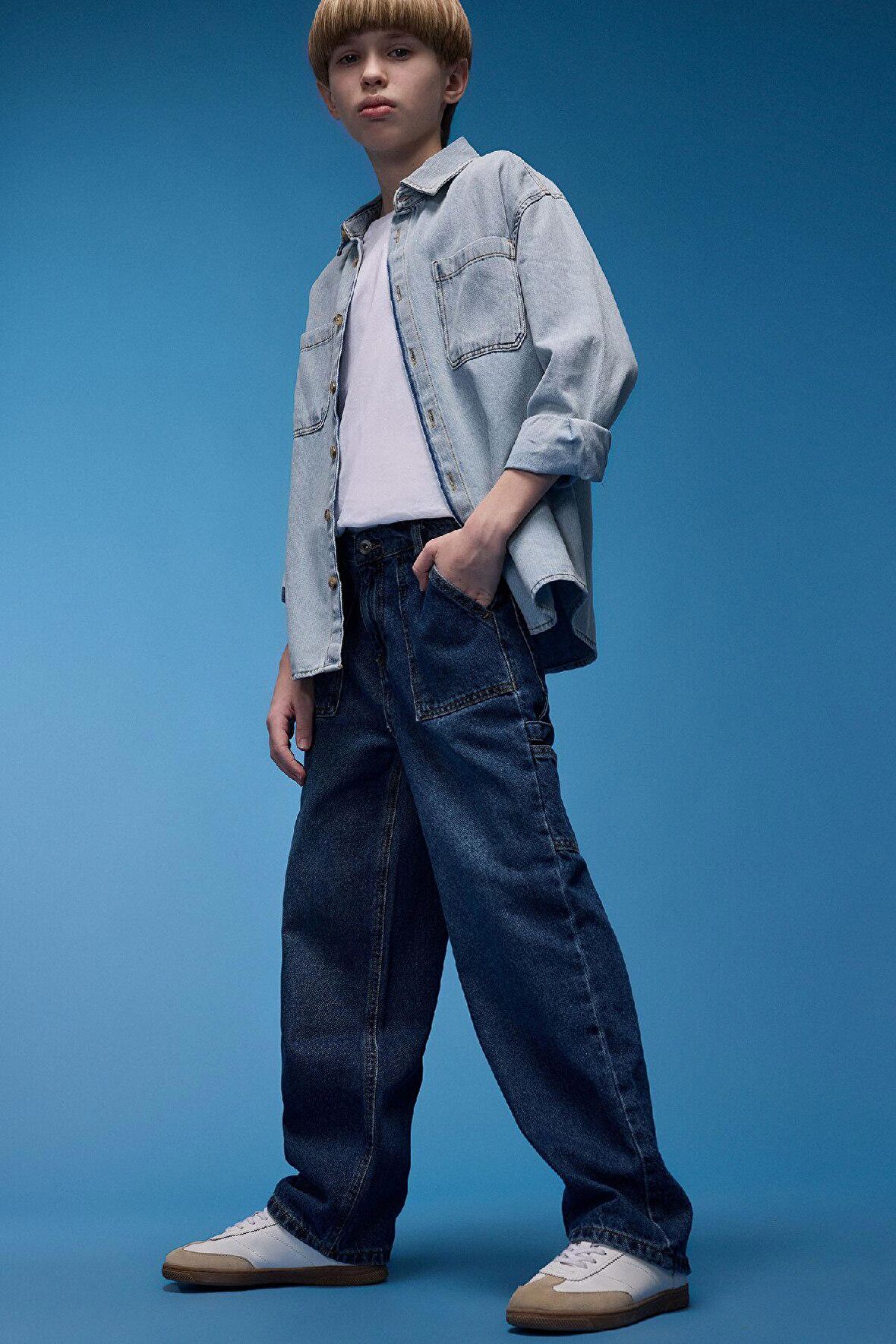DeFacto Erkek Çocuk Wide Leg Düz Paça Jean Pantolon D6817A825SPNM34