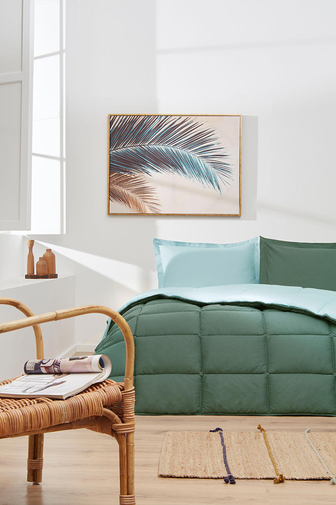 ÖZDİLEK YATAK SETİ  RANFORCE   ÇİFT KİŞİLİK  ZUMRUT-SYESIL COLOURIST