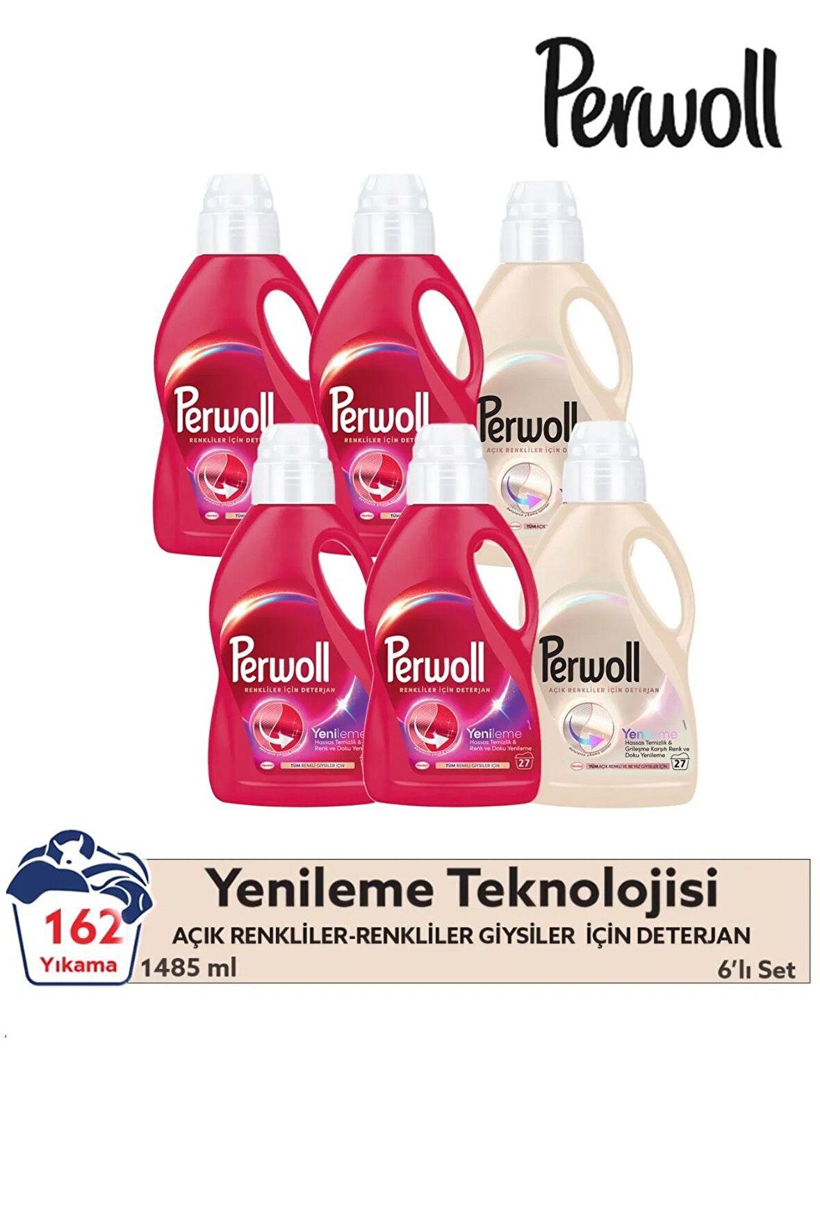 Yenileme Renkliler 4x1.485 ml 27 Yıkama & Beyazlar 2x 1.485 ml 27 Yıkama 6'lı Set(162Yıkama)