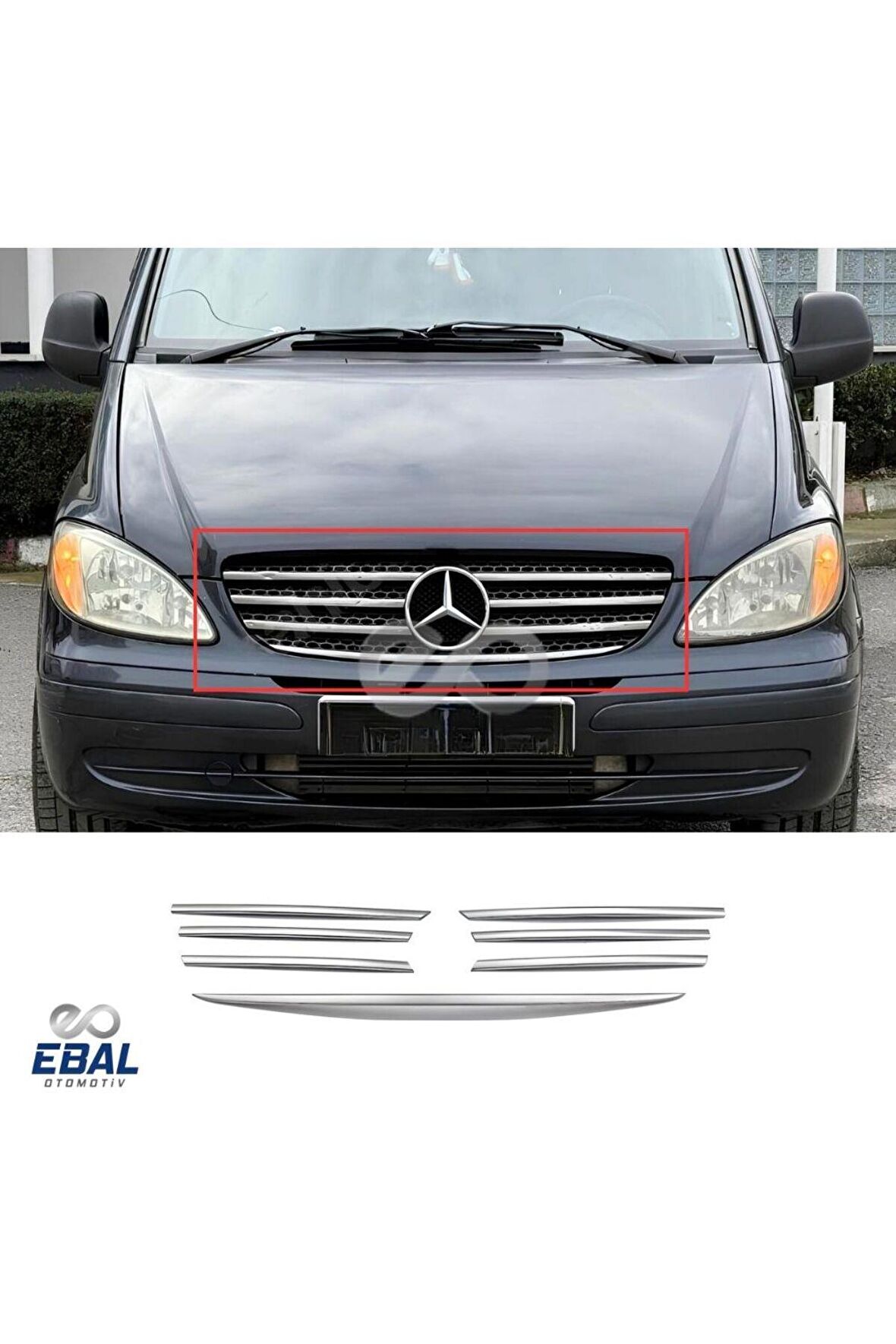 Mercedes Vito W639 Krom Ön Panjur 7 prç. 2004-2010 P. Çelik