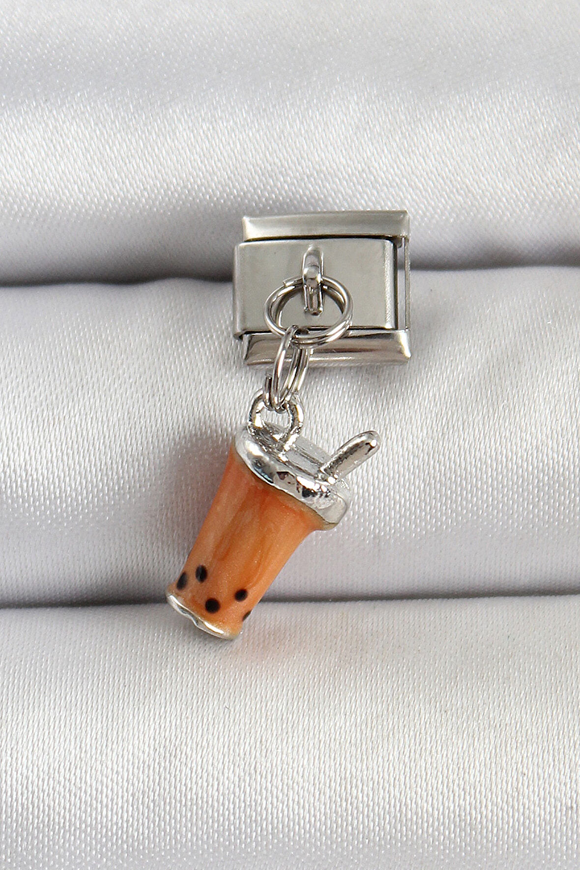 316L Çelik Gümüş Renk Bubble Tea Model Nomination Charm