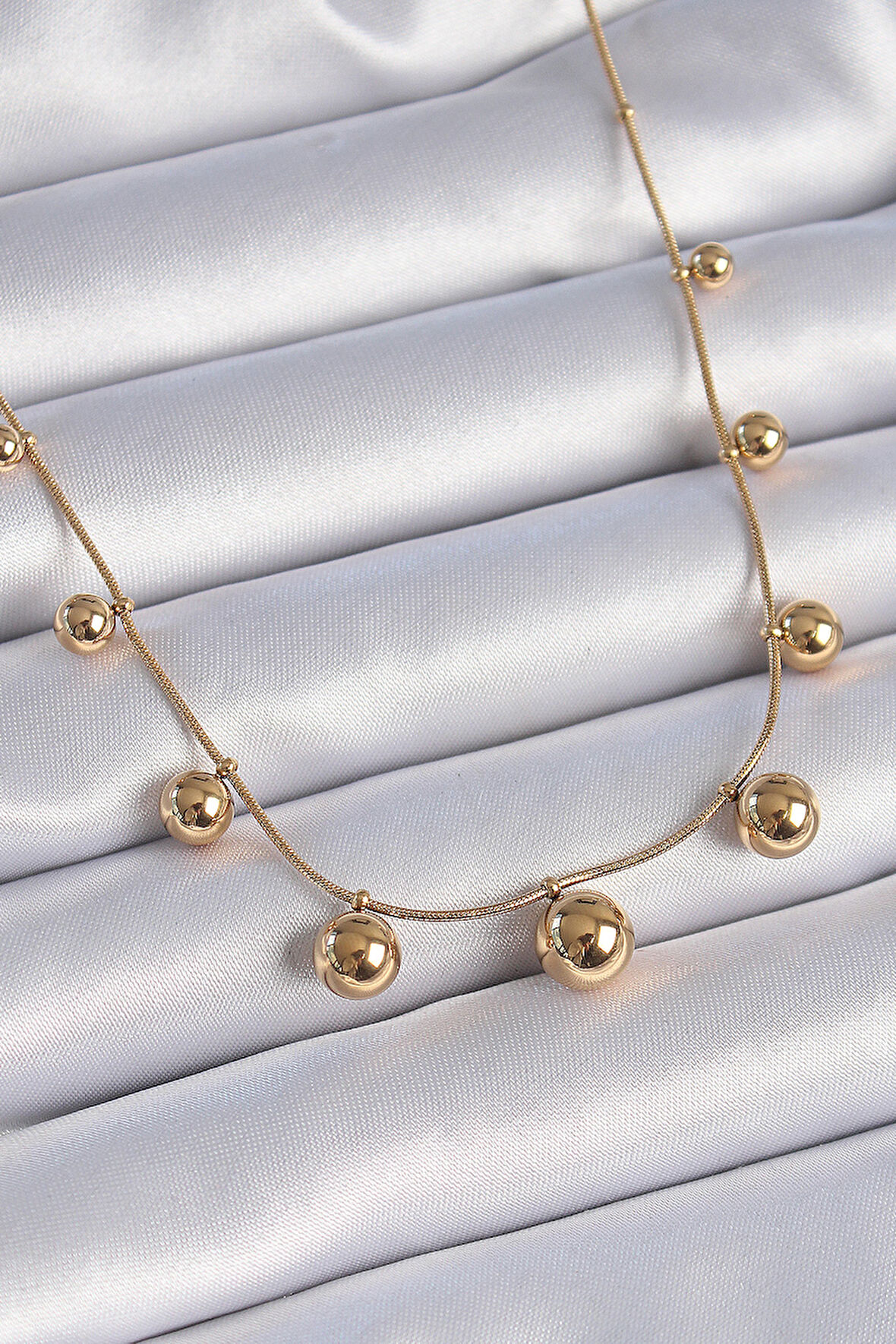 316L Çelik Gold Renk Top Model Kadın Kolye