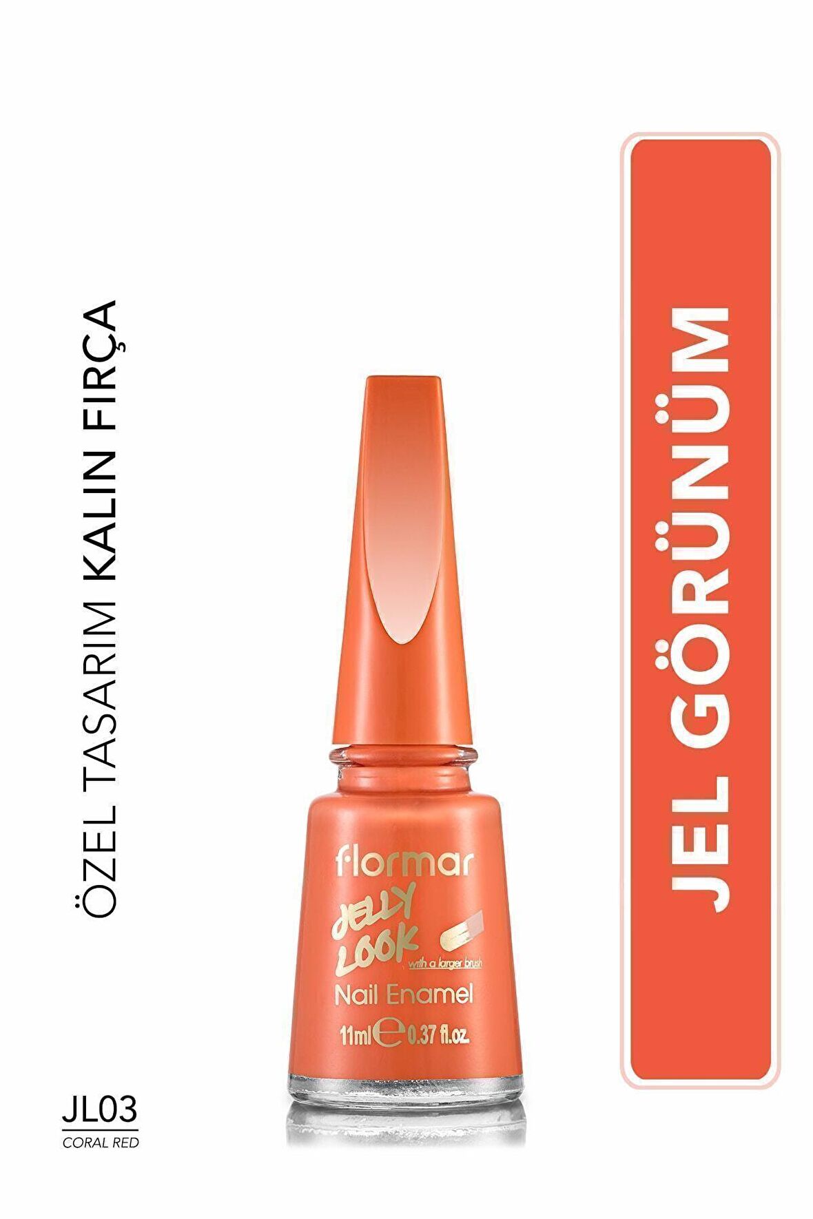 Flormar Jel Görünümlü Parlak Oje (MERCAN KIRMIZI) - Jelly Look Ne. - Jl03 Coral Red - 8690604233618