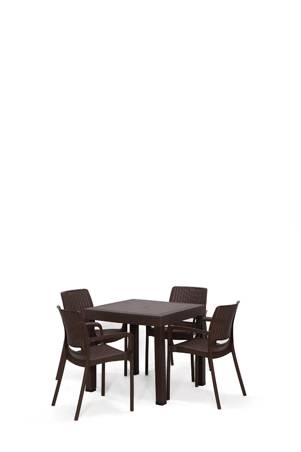 Rattan Kahve Kollu 4 Sandalye Masa Takımı - Bahçe&Balkon&Teras