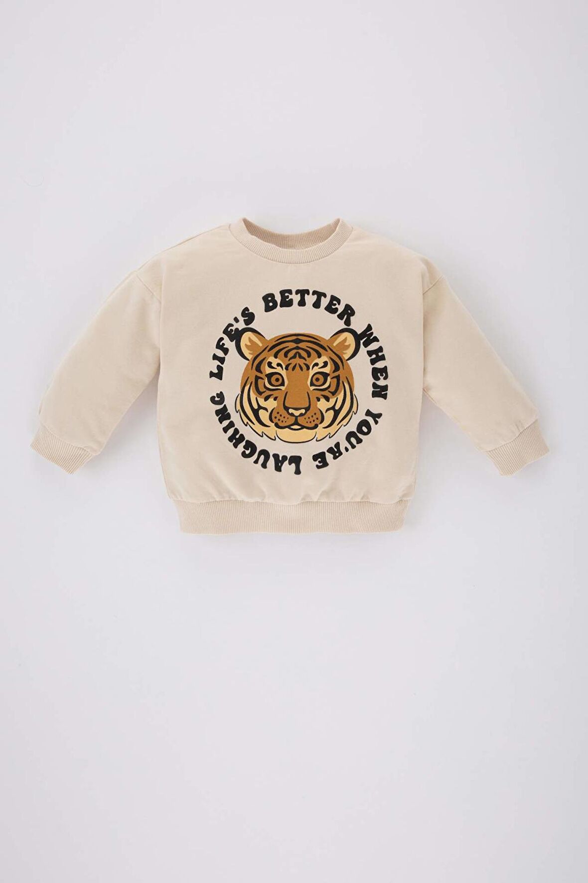 DeFacto Erkek Bebek Bisiklet Yaka Kaplan Baskılı Sweatshirt C0635A524SPER42