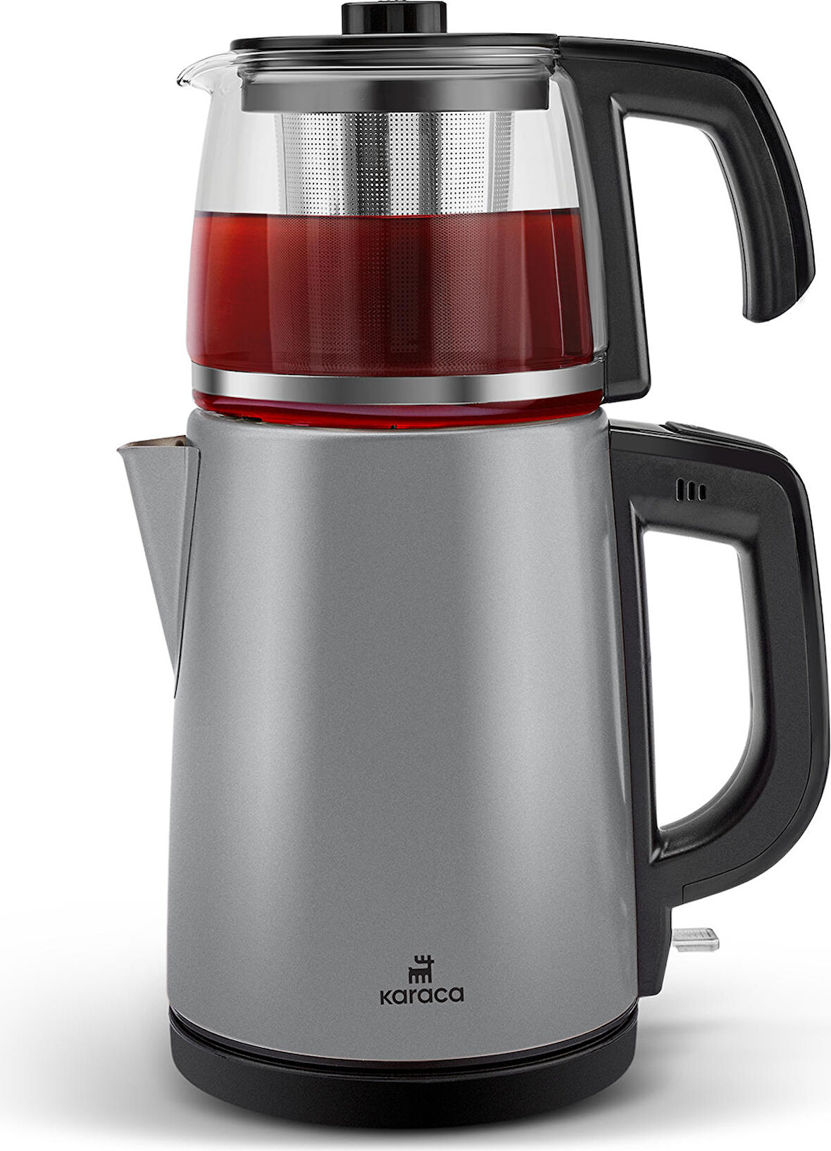 Karaca Tea Glass 2 In 1 Çelik Çay Makinesi Ve Kettle Antrasit