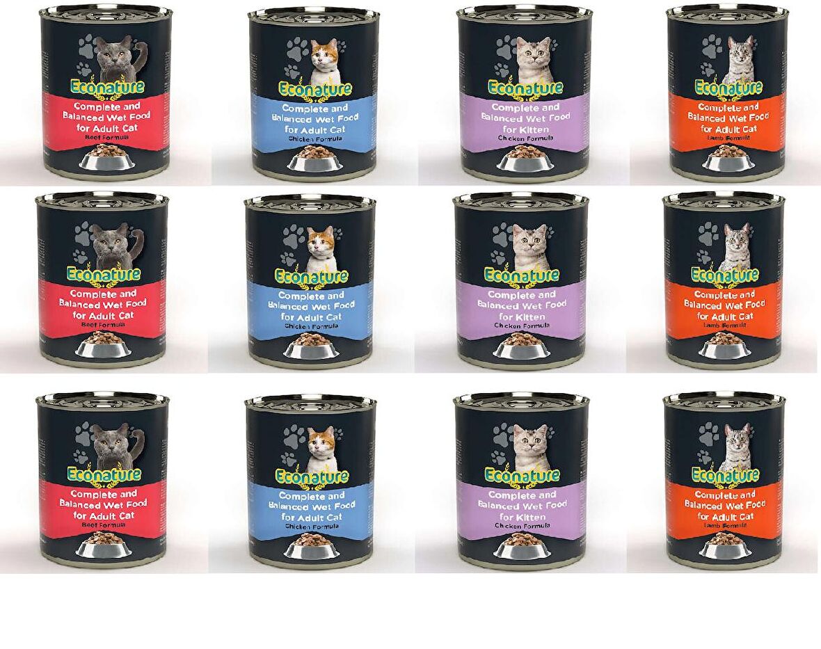 Econature Karışık Kedi Konservesi 12 Adet * 400Gr
