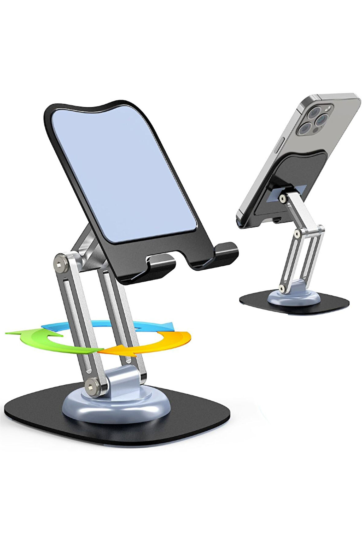 360° Derece Döner Tablet ve Telefon Tutucu Stand Ayarlanabilir Yükseklik Alüminyum Gövde