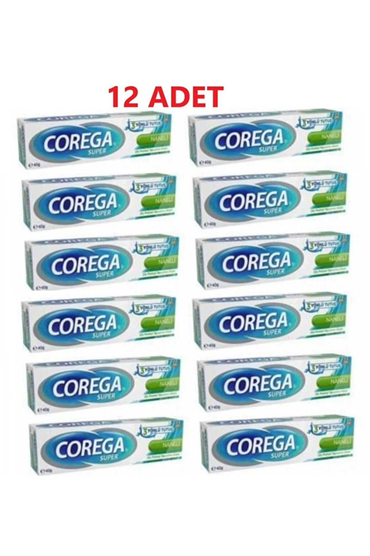 Corega Süper Protez Yapıştırıcı Naneli Krem 40 gr 12 Adet