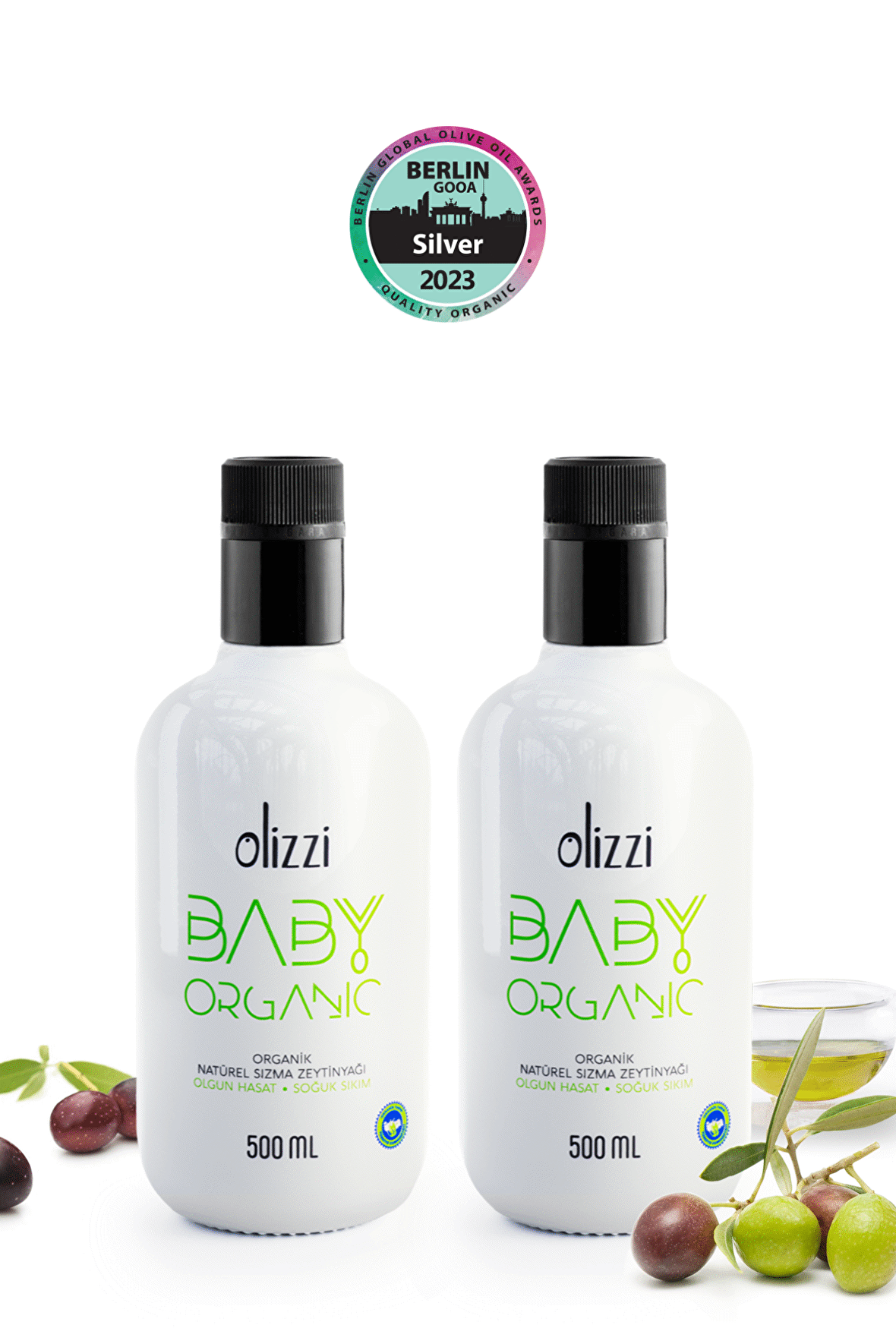 Olizzi Baby Organik Bebek Zeytinyağı Natürel Sızma Soğuk Sıkım Zeytinyağı 500 ML X 2 Adet