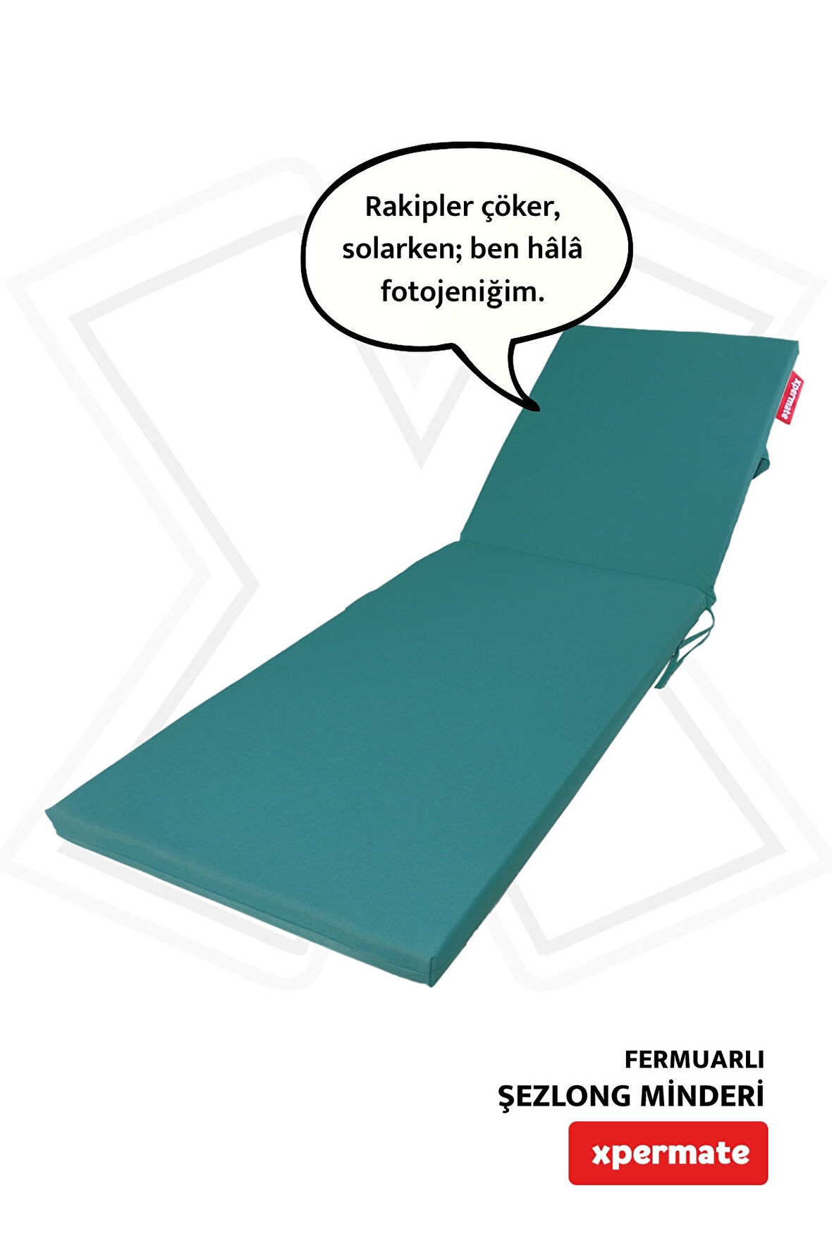 XPERMATE Fermuarlı Şezlong Minderi Su Geçirmez Kumaş Katlanır Şezlong Minderi Katlanabilir Plaj Minderi 60x180x5 Turkuaz