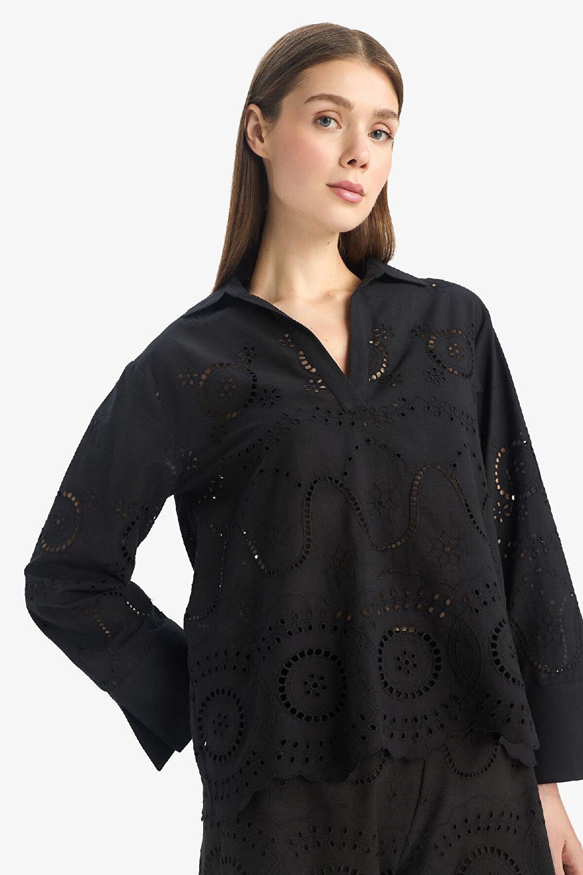 DeFacto Regular Fit Brode Plaj Gömleği-Fall in Love E0598AX25SMBK27