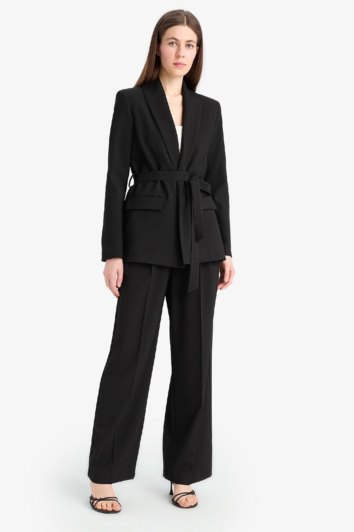 DeFacto Wide Leg Kumaş Palazzo Pantolon Normal Bel Geniş Paça E7241AX25SPBK81