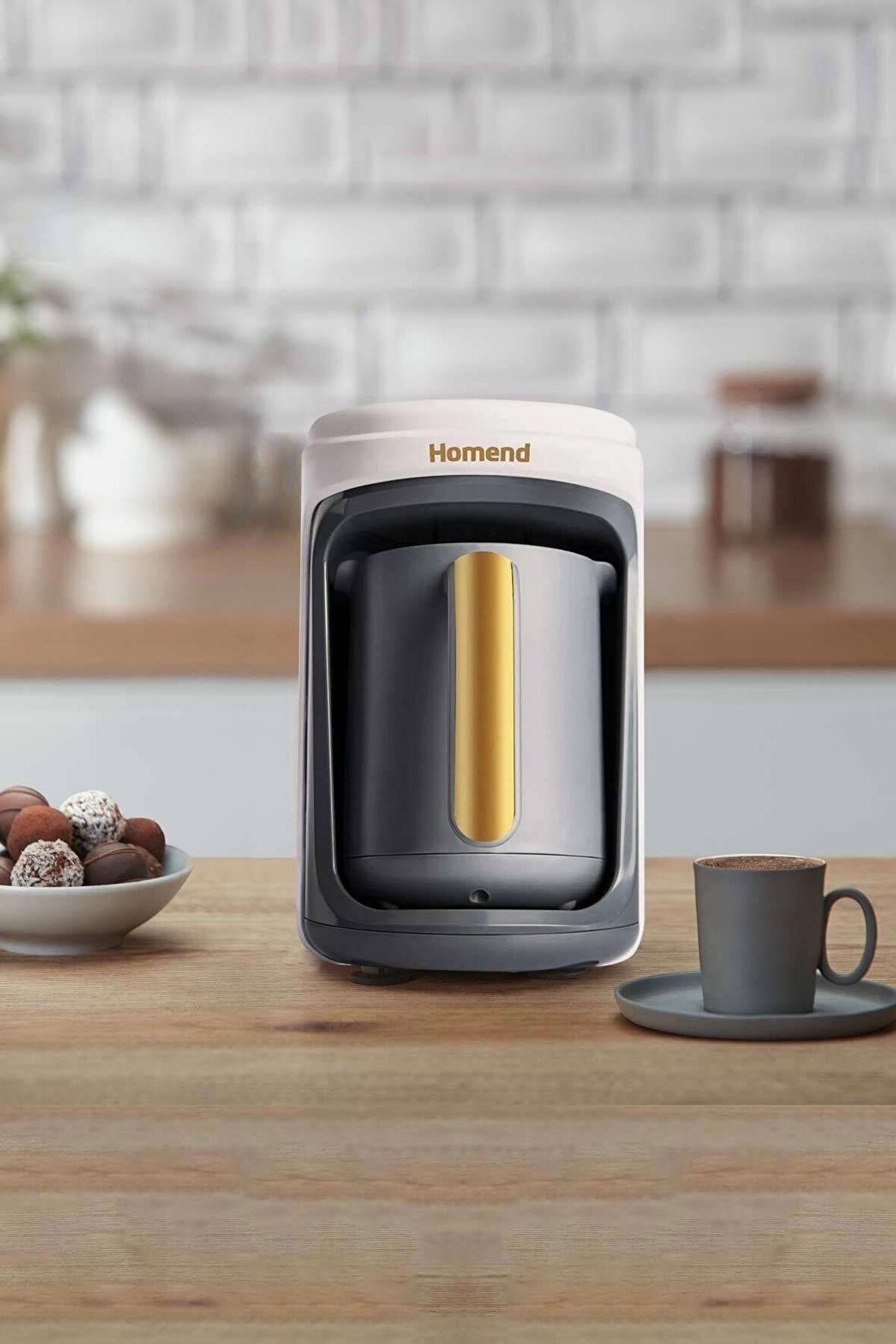 Homend Pottoman 1860H Türk Kahve Makinesi Krem Gold
