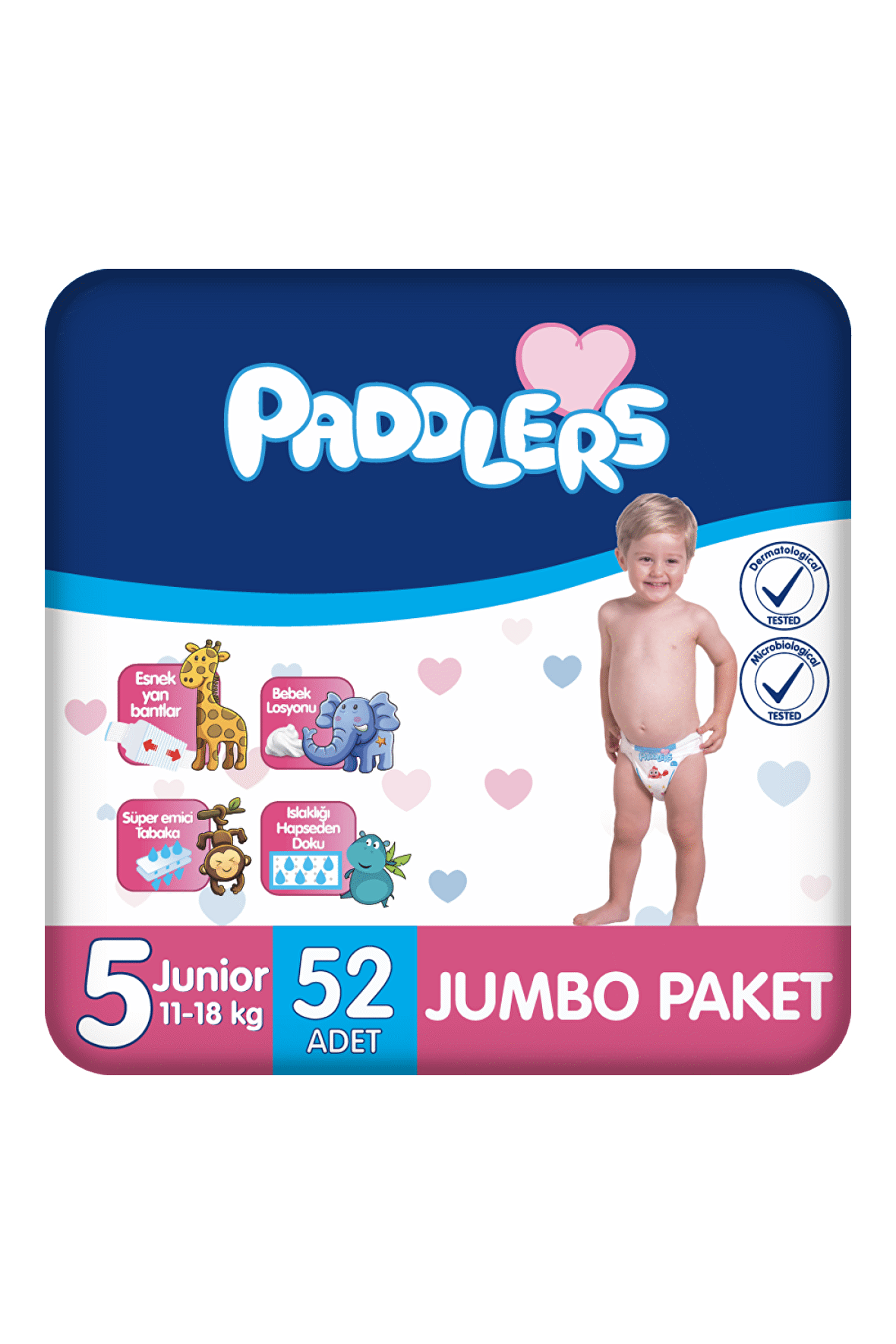 Paddlers Bebek Bezi 5 Numara Junior 52 Adet (11-18 Kg) Jumbo Paket