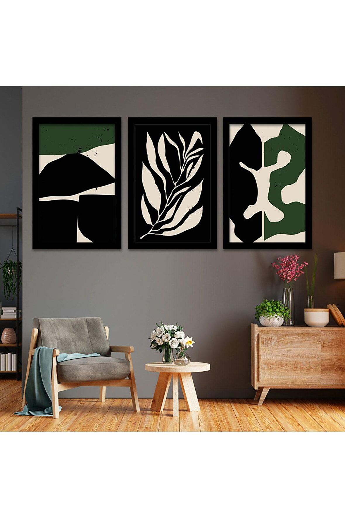 Mavi Çiçek 100 X 50 Cm Saatli Kanvas Tablo