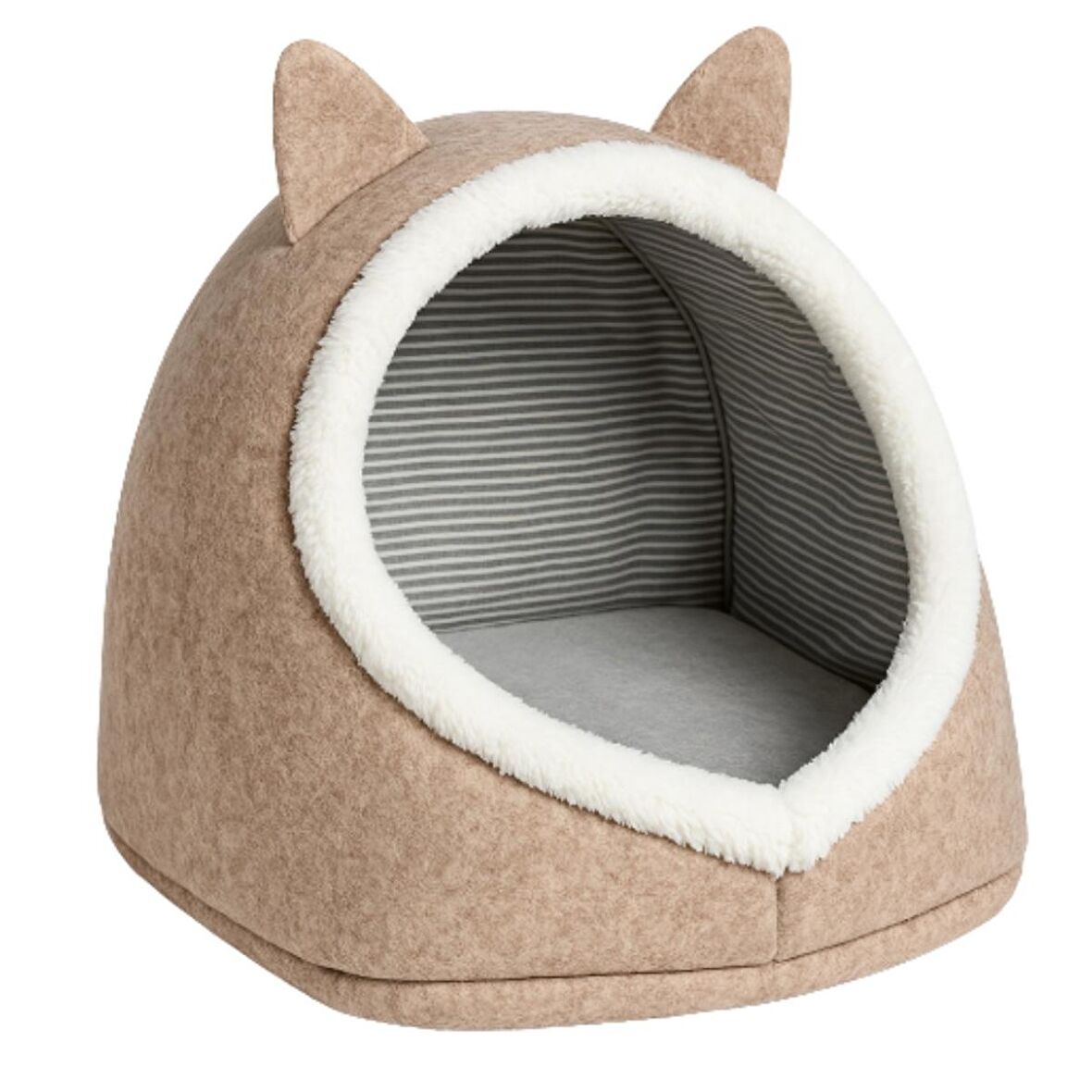 Kedi Evi Köpek Evi Evcil Hayvan Yatağı Katlanabilir Keçe Yuva Krem 40x35x34 CM