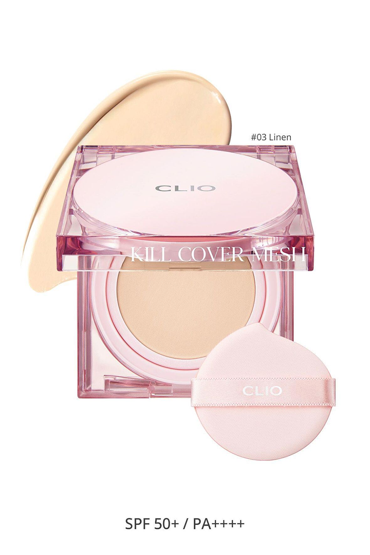 Yoğun Nem ve Işıltı Veren Cushion Clio Kill Cover Mesh Glow Cushion+Refill (3 Linen) Spf50+PA++++