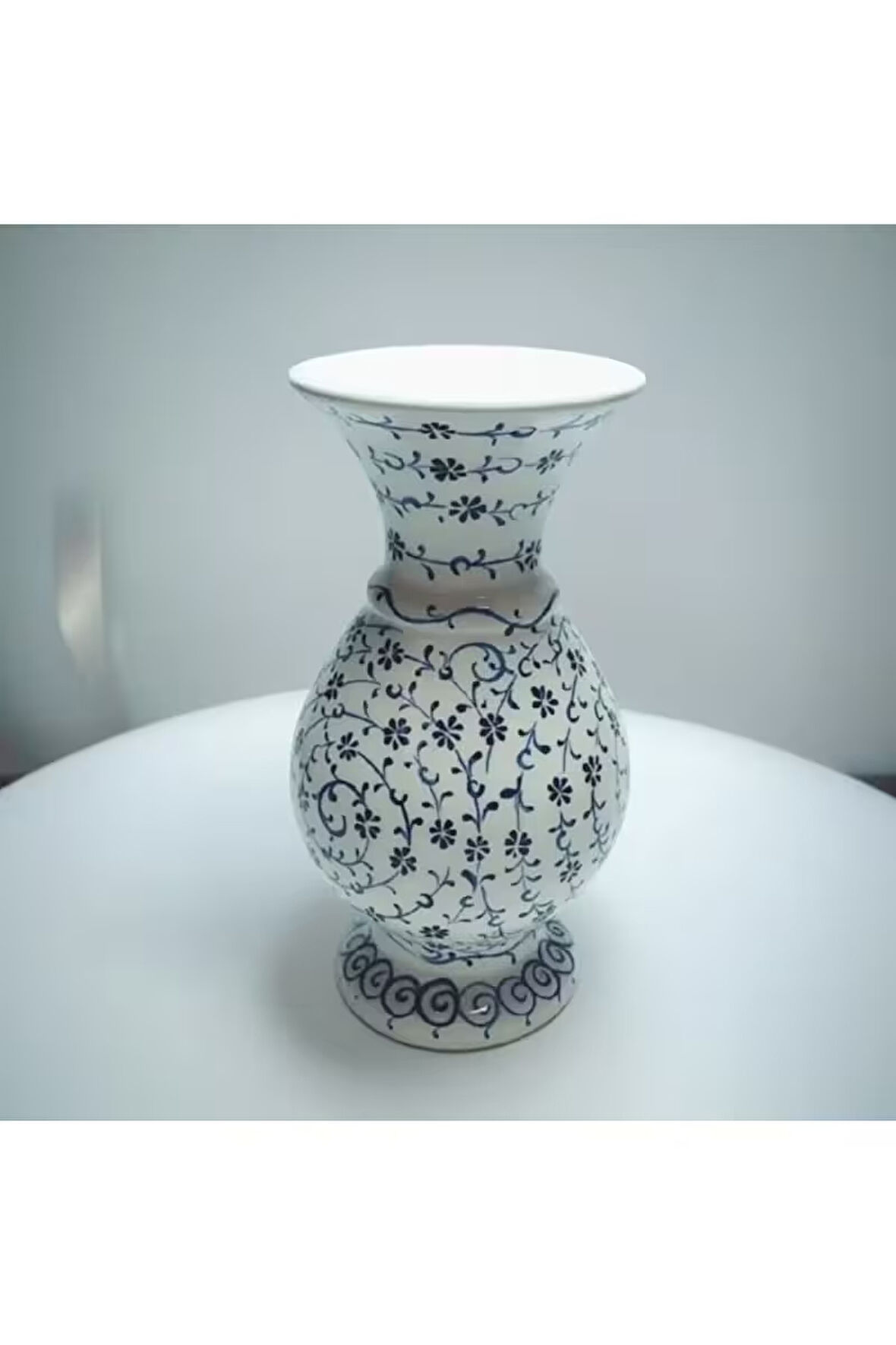 El Dekorlu Özel Seri Haliç Desen Boy 15 Cm Kandil Vazo ( Geniş Ağızlı )