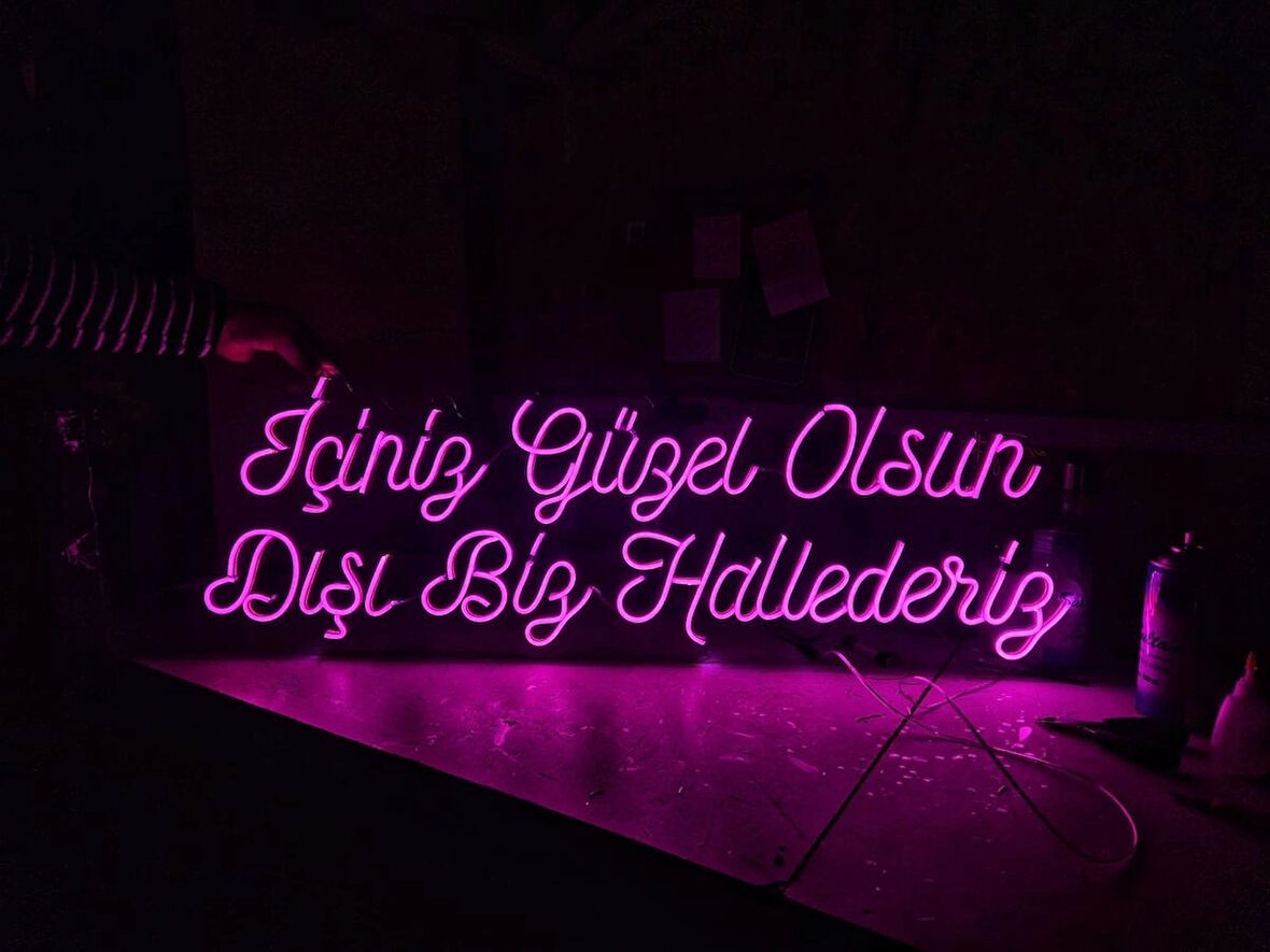 En Güzel Günde -içiniz Güzel Olsun Dışı Biz Hallederiz -ışıklı Neon Led Duvar Dekarasyon 40*80 Cm