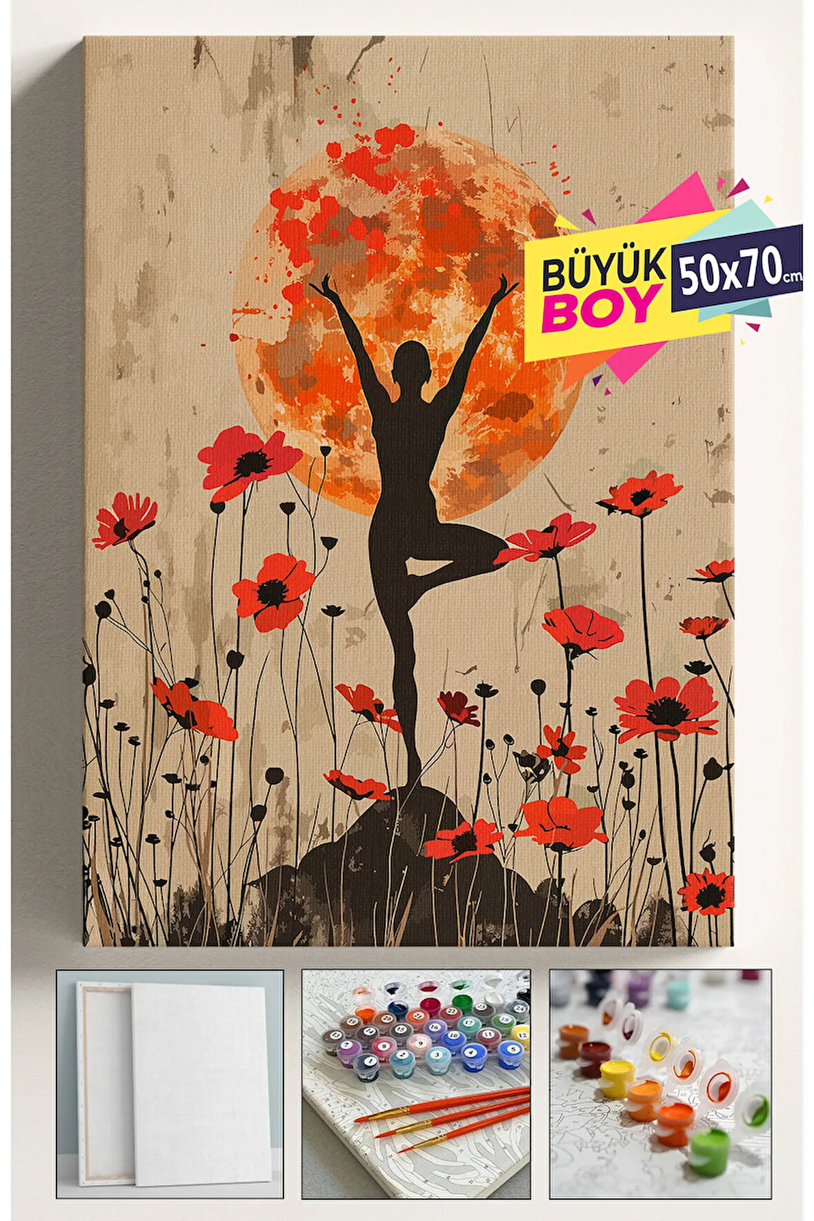 Sayılarla Boyama Seti Numaralı Tuval Fırça Boya Dahil Kasnaklı Set 50x70 Cm - EGZERSİZ KADIN