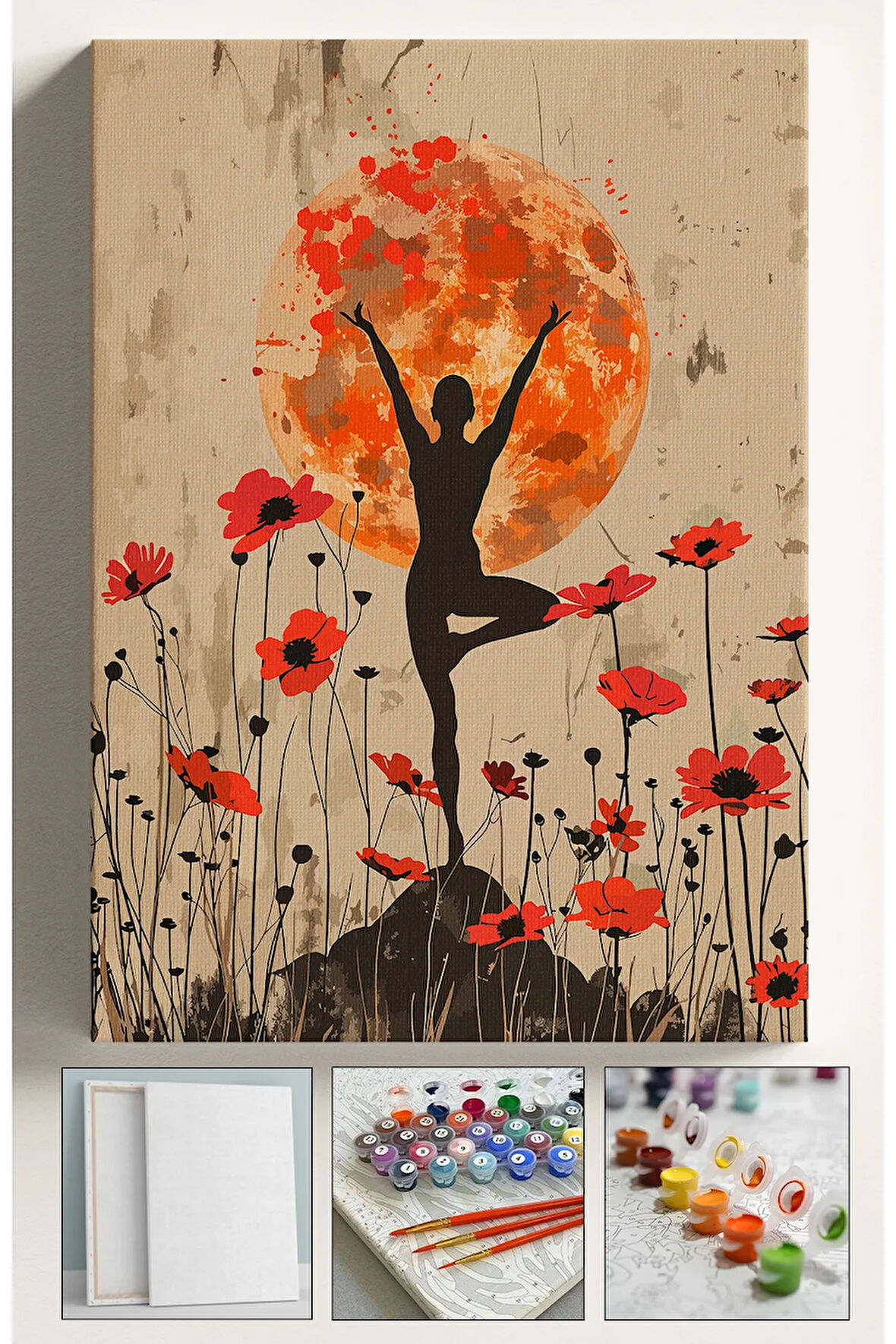 Sayılarla Boyama Tuval Seti Hobi Seti Kasnaklı Fırça Boya Dahil (çıtalı) 40x50 Cm Egzersiz Kadın