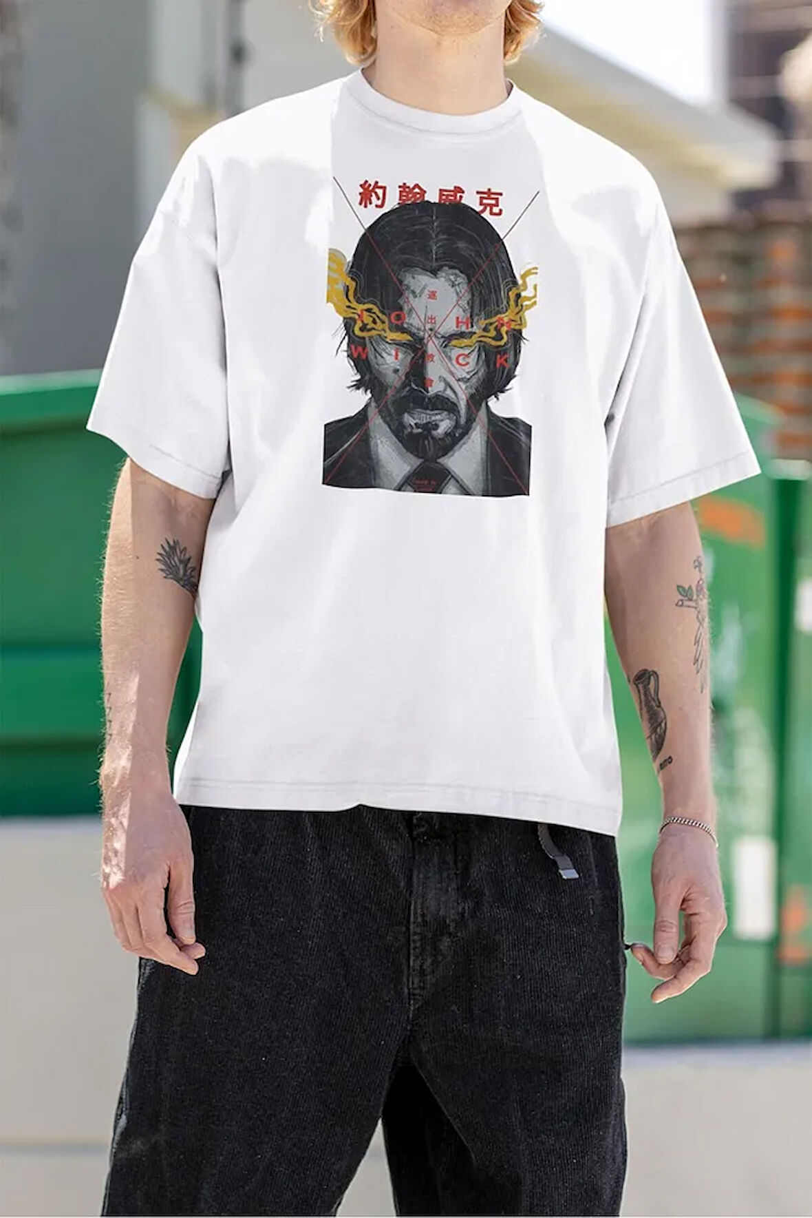 John Wick Tasarım Baskılı Unisex Tişört, Oversize Film Karakter Tişört