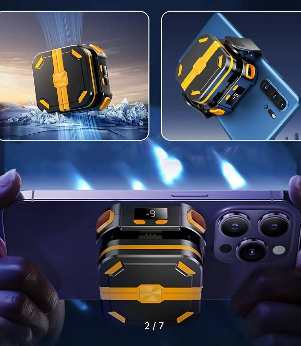 P70 Cep Telefonu Soğutucu Aı Yarı Iletken Manyetik Buz Soğutma Radyatörü Sıcaklık Kontrolü ile Ios Android Için Dijital Ekran