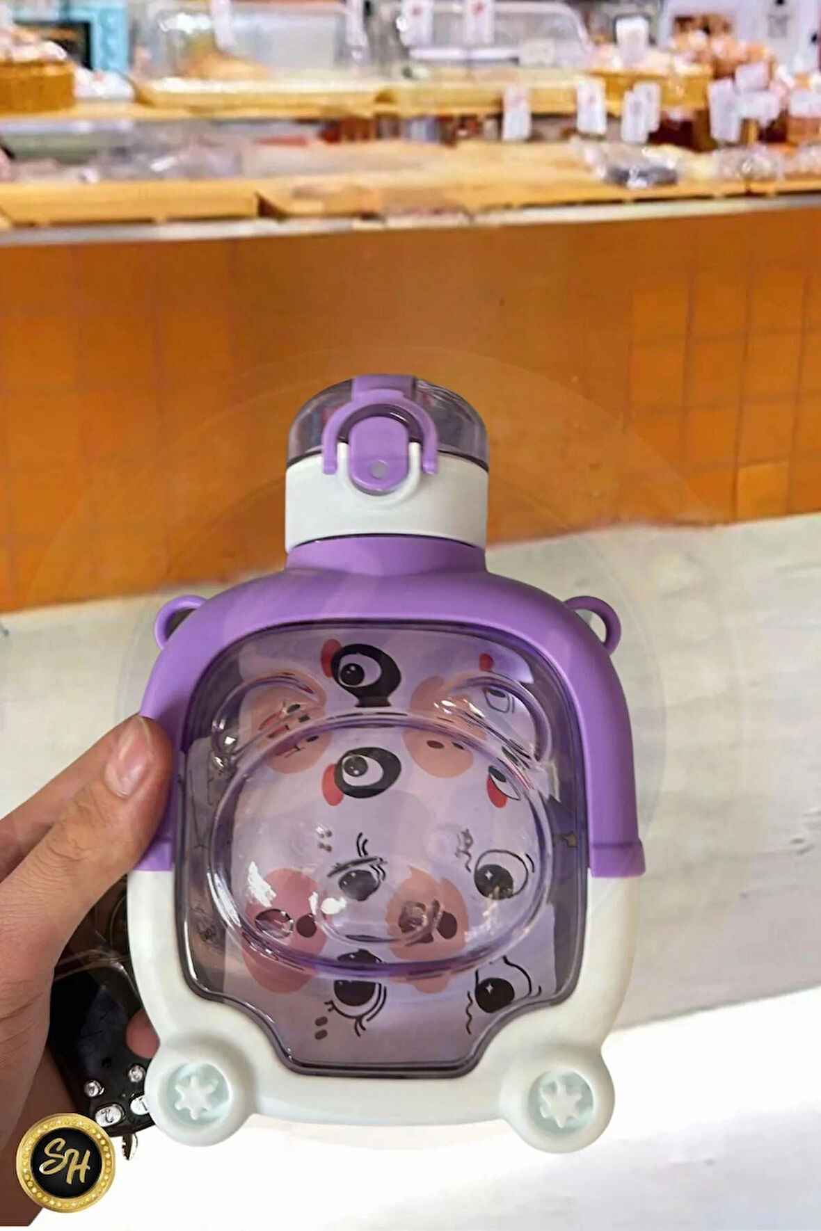 Sevimli Ayıcık Model Su Matarası Su Şişesi Suluk 1000  ml Bpa Içermez Suluk Çocuk Okul Su Şişesi