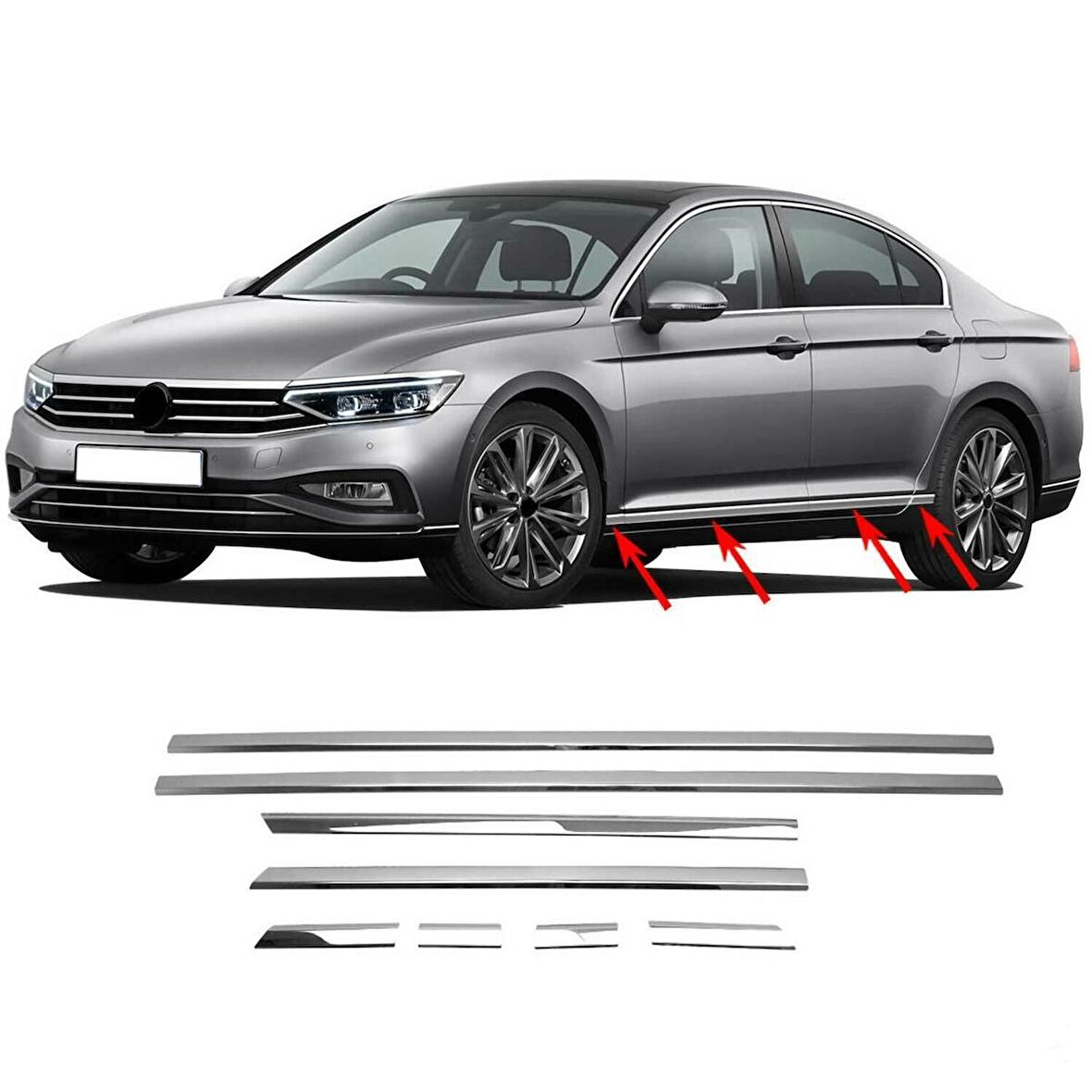 Volkswagen Passat B8 Krom Kapı Çıtası (8prç) 2015-2018 Arası P.Çelik