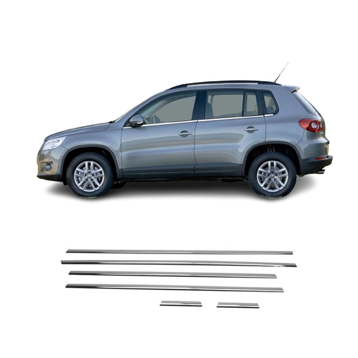 VW Tiguan Krom Cam Çıtası (6Parça) 2007-2015 Arası P.Çelik