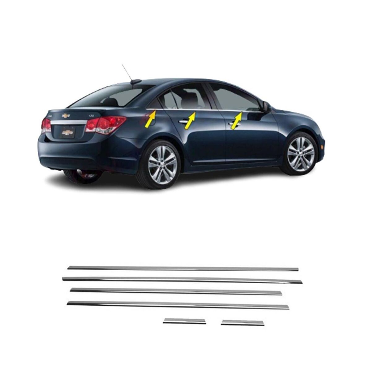 Chevrolet Cruze SEDAN Krom Cam Çıtası (6Parça) P.Çelik