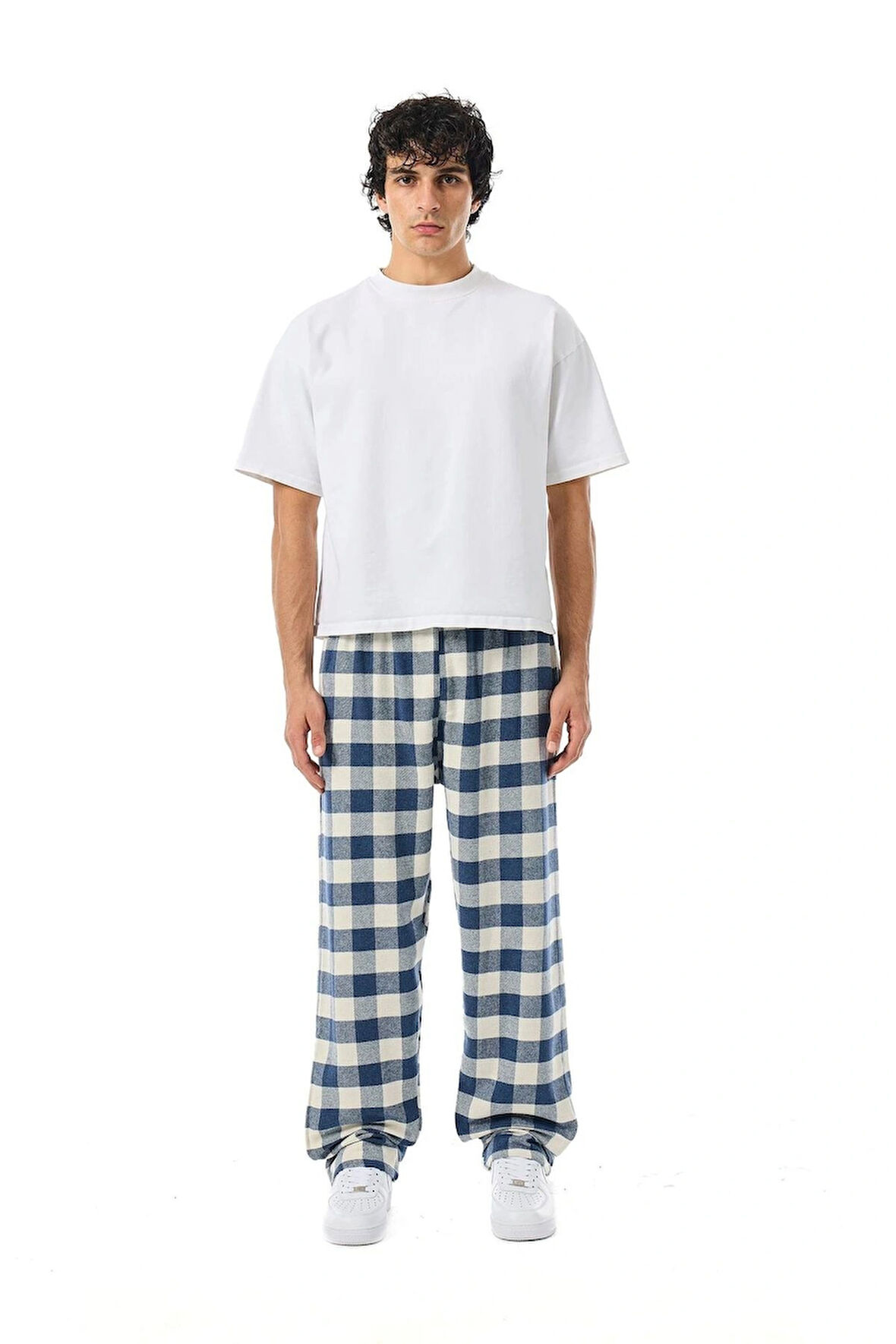 Unisex Ekoseli Oversize Pantolon – %100 Pamuk, Relax Fit, Kışlık Sıcak Tutan Streetwear Günlük Eşofman Altı (S–XXL)