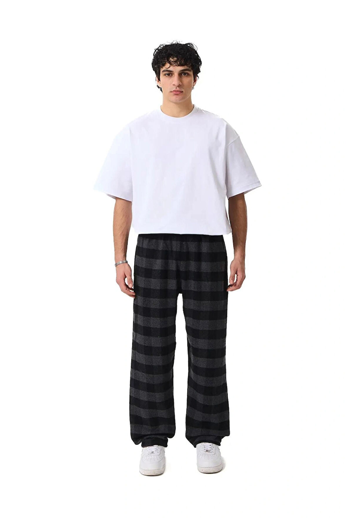 Unisex Ekoseli Oversize Pantolon – %100 Pamuk, Relax Fit, Kışlık Sıcak Tutan Streetwear Günlük Eşofman Altı (S–XXL)