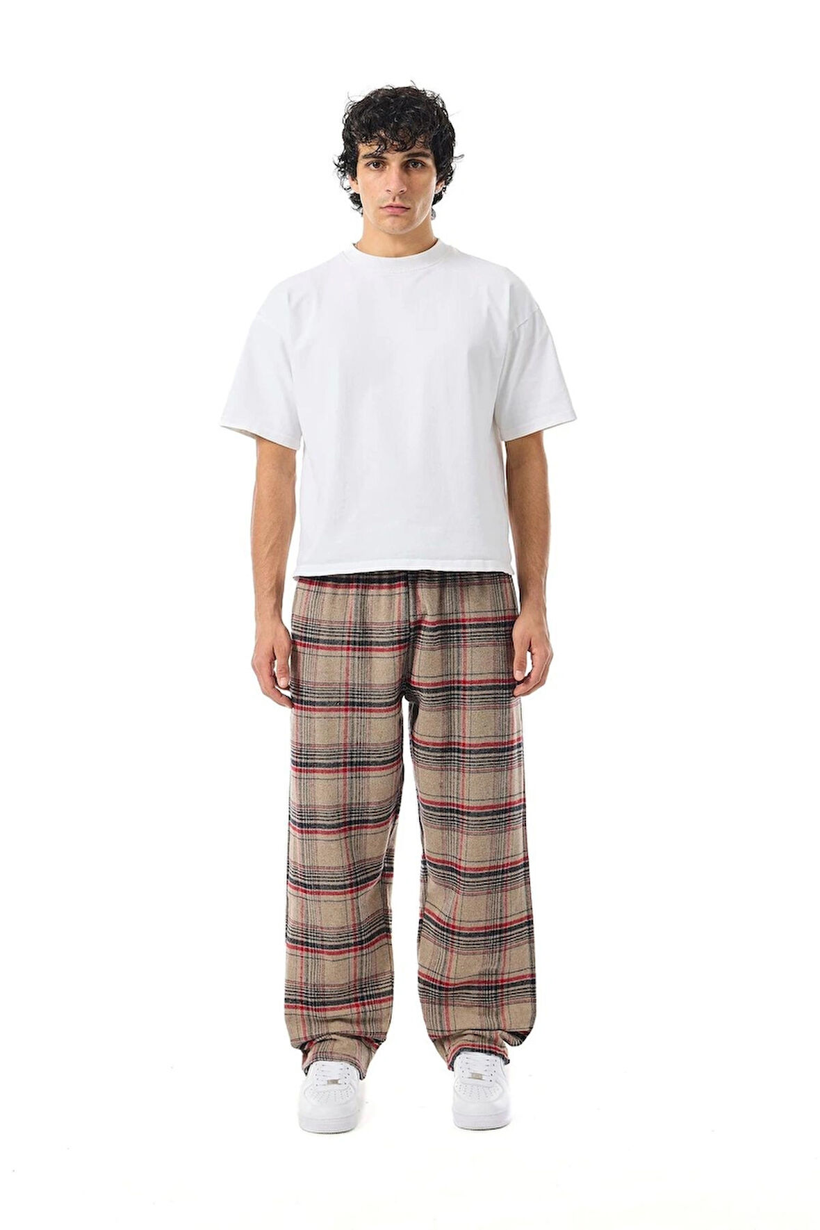 Unisex Ekoseli Oversize Pantolon – %100 Pamuk, Relax Fit, Kışlık Sıcak Tutan Streetwear Günlük Eşofman Altı (S–XXL)