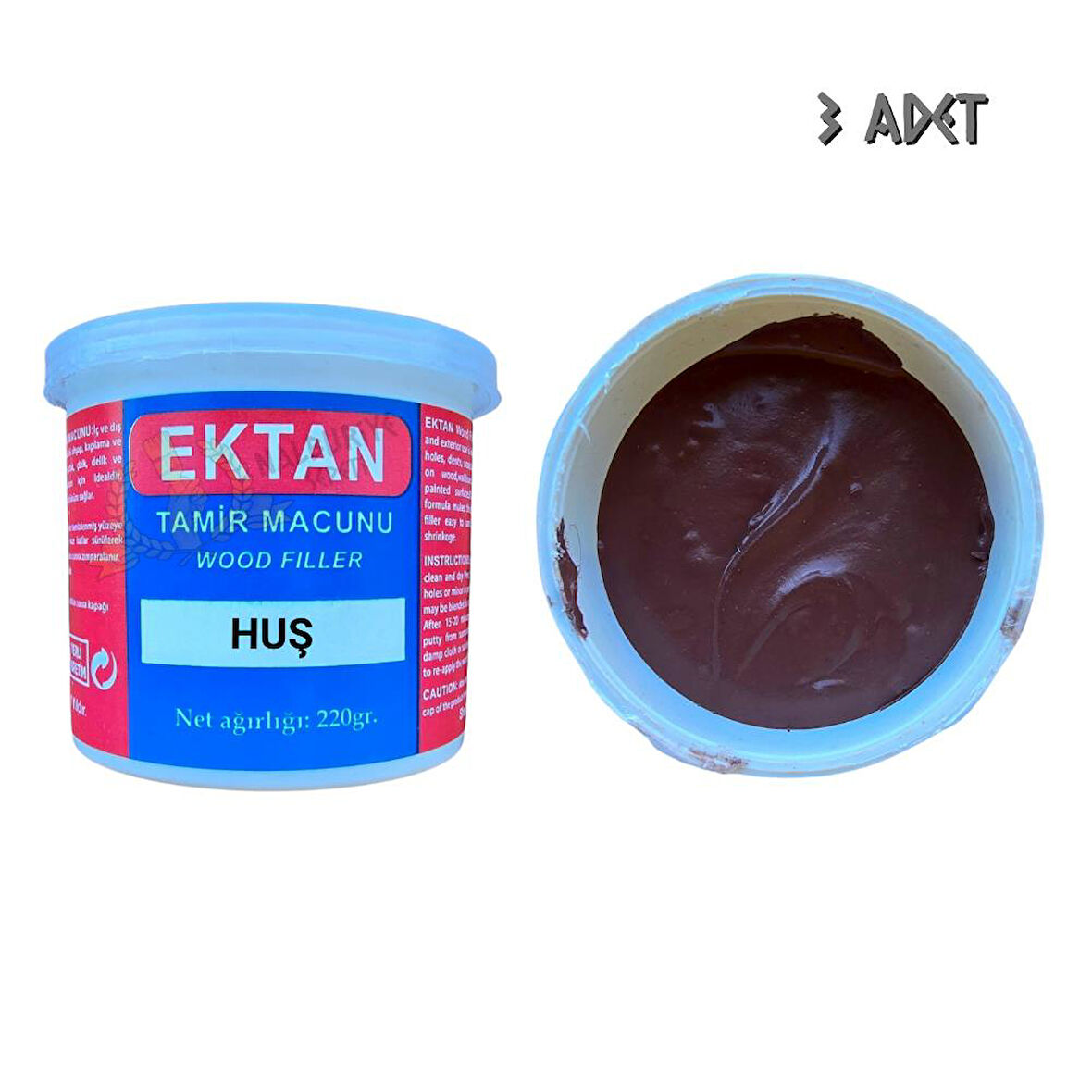 Ektan Masif ve Ahşap Tamir Macunu HUŞ 220 gr. - 3 Adet
