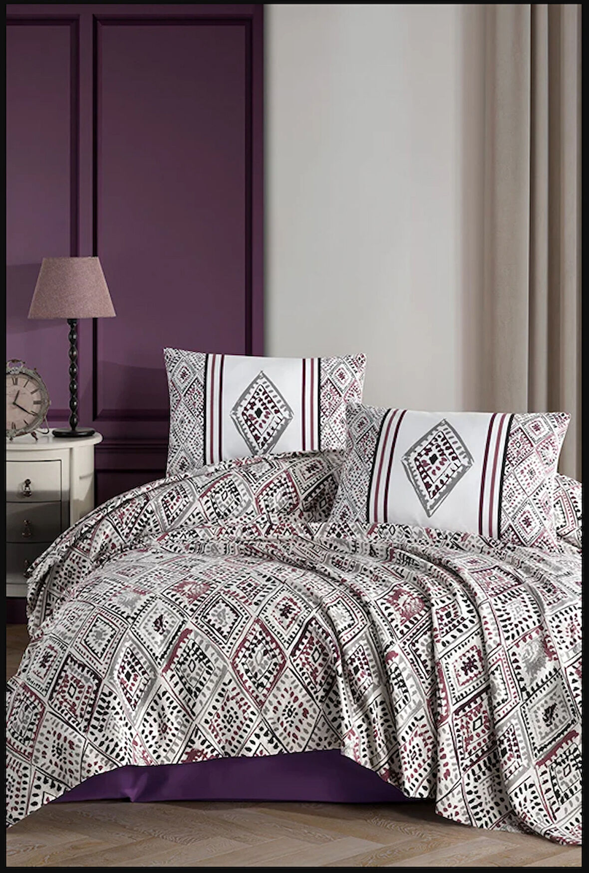 ELART Twill Çift Kişilik Pike Takımı (200x220 cm) Mürdüm