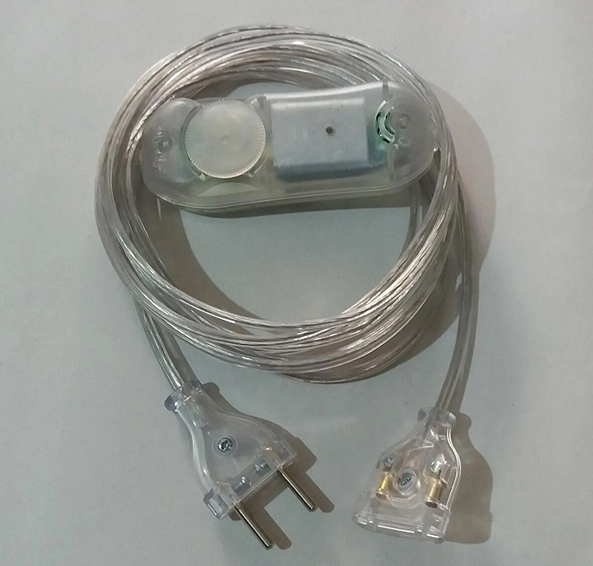 Işık ayarlayıcı dimmerli, 60 cm kırmızı çizgisiz, komple şeffaf uzatma kablosu